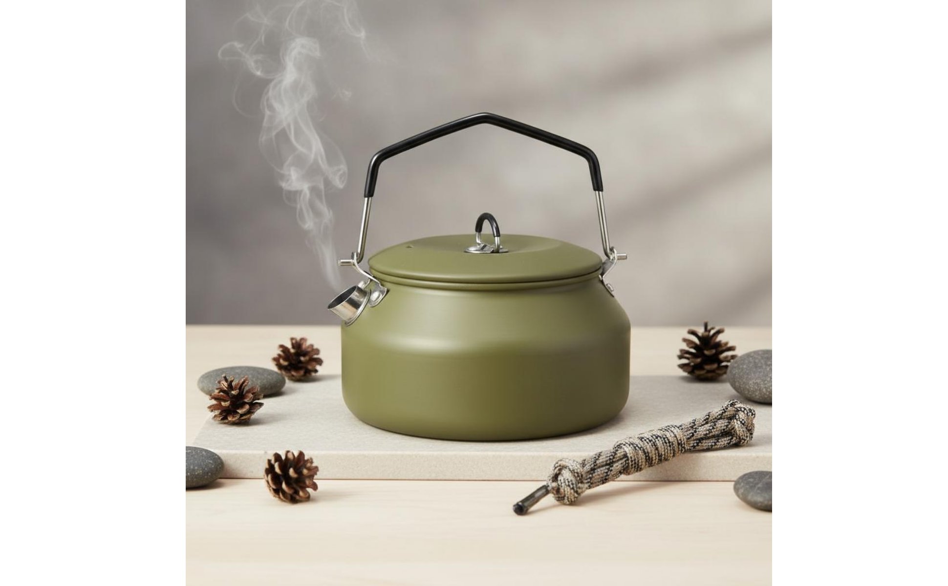 Stainless Steel Camping Kettle Foldable Handle Camping Kettle Exposed Fire Safe