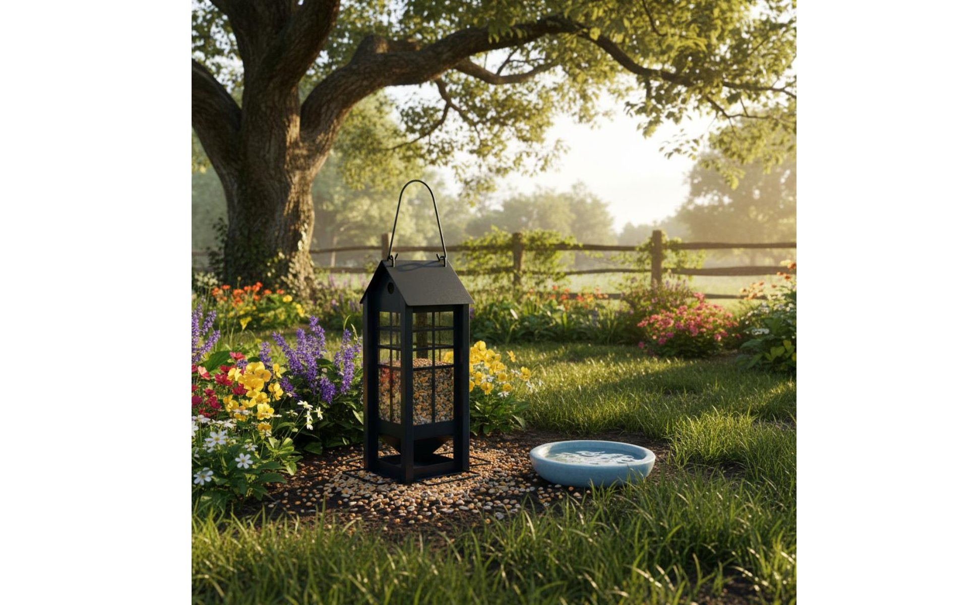 Metal House Bird Feeder Decorative Hanging Bird Feeder for Backyard, Gardeners