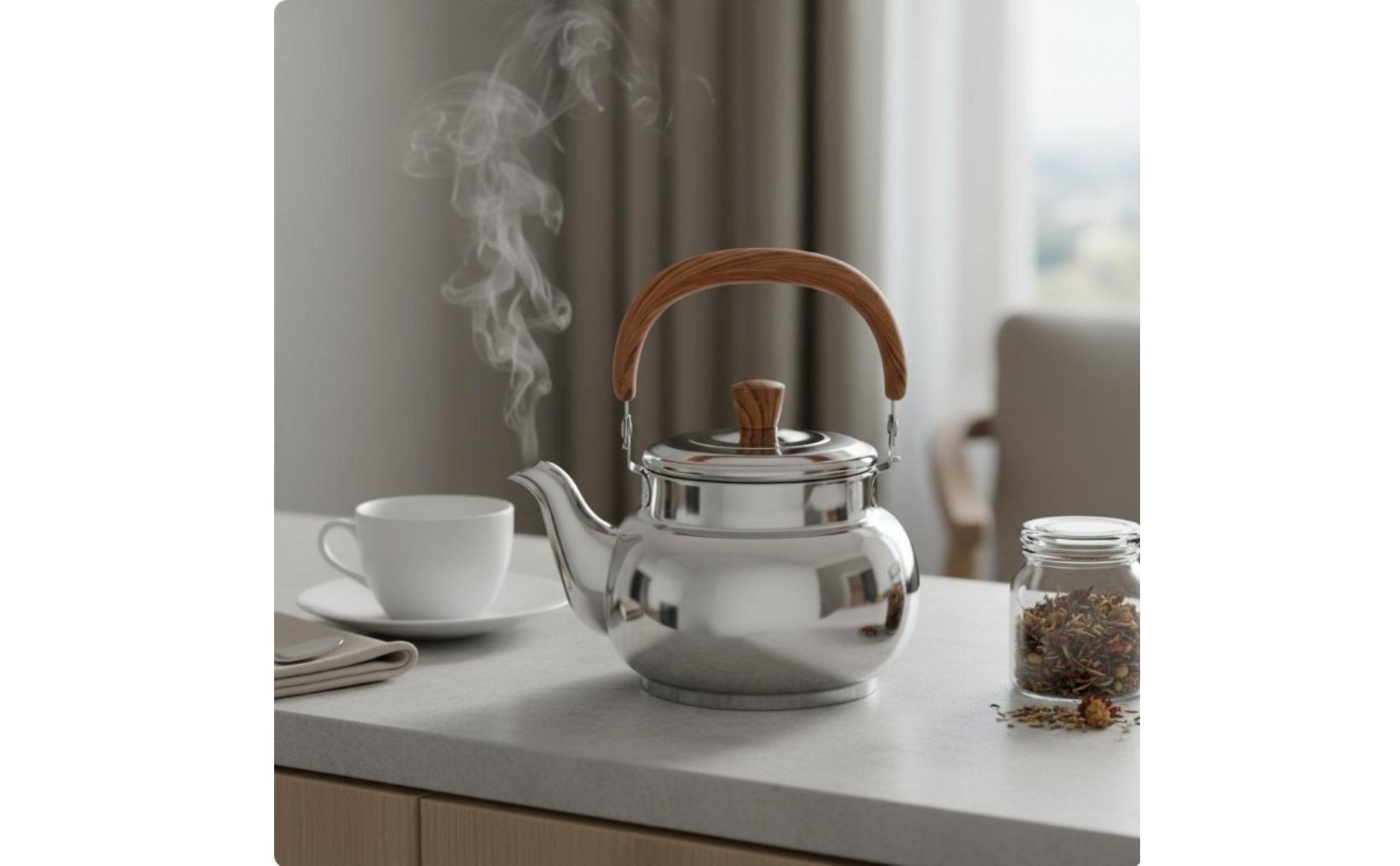 Stovetop Teapot with Infuser Anti-Scald Handle Stainless Steel Kettle for Hotel