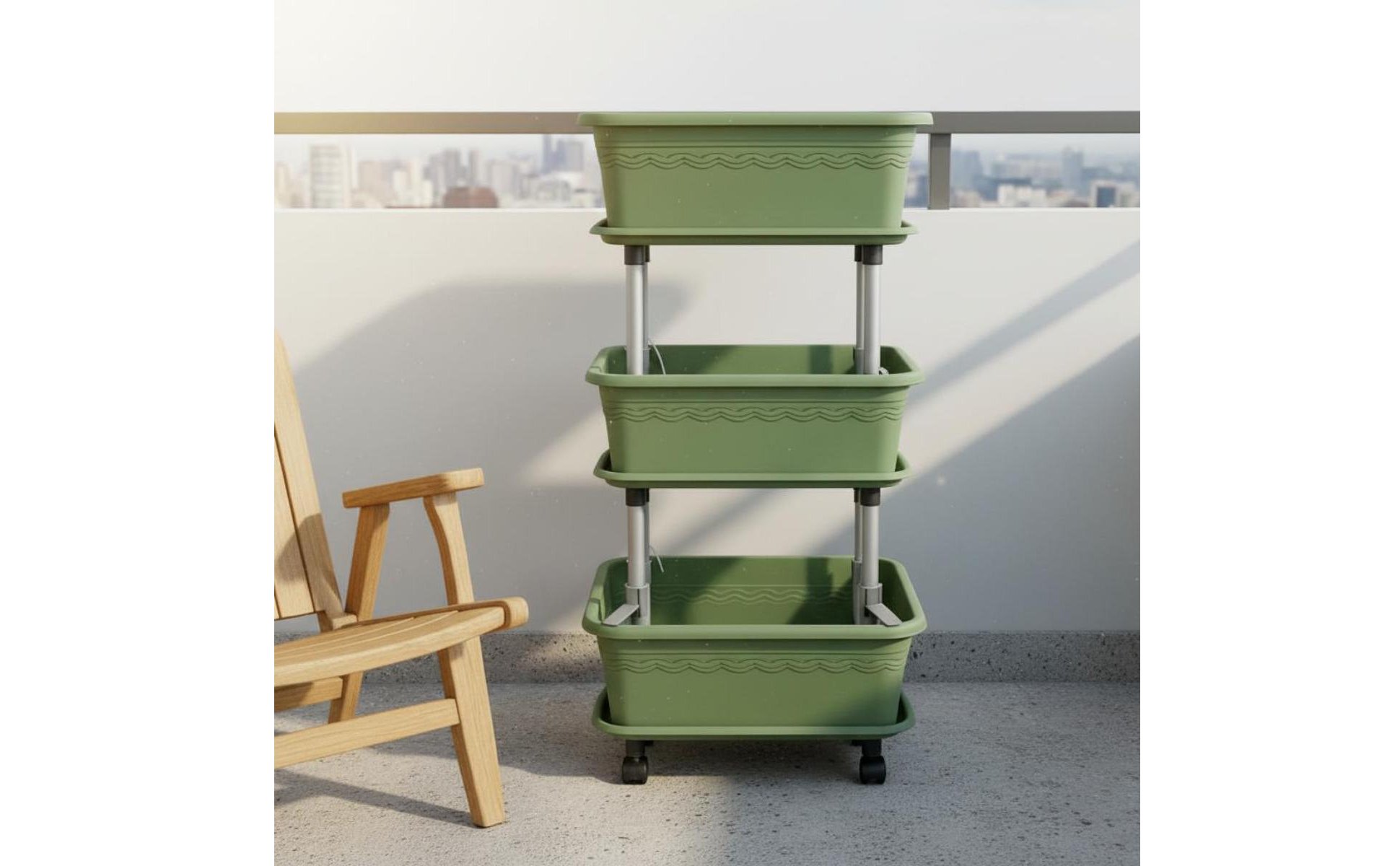 Rolling Vegetable Planter With Wheels Stackable Garden Container Heavy-Duty