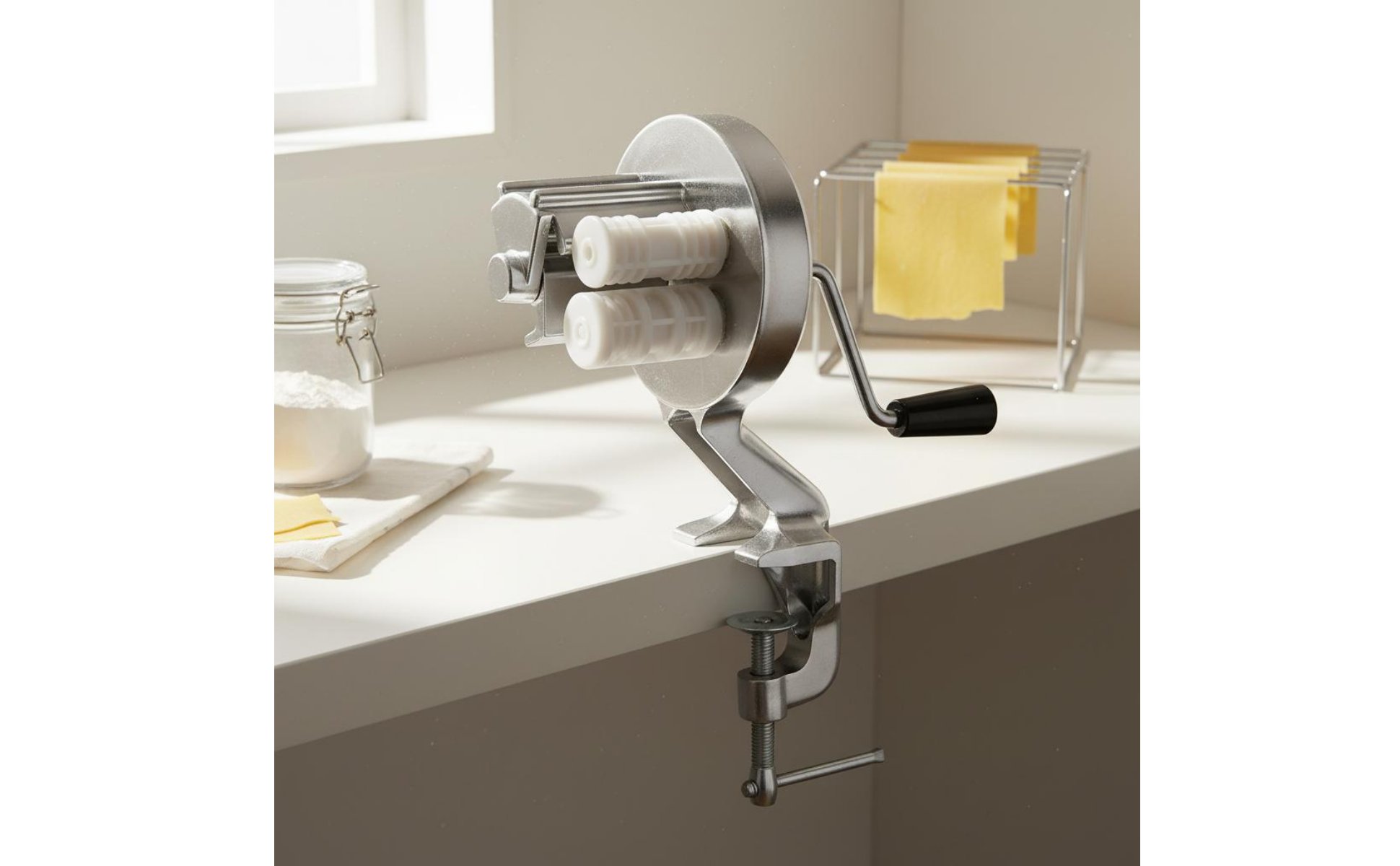 Tabletop Pasta Press Table Clamp Mount Manual Macaroni Machine for Home Cooks