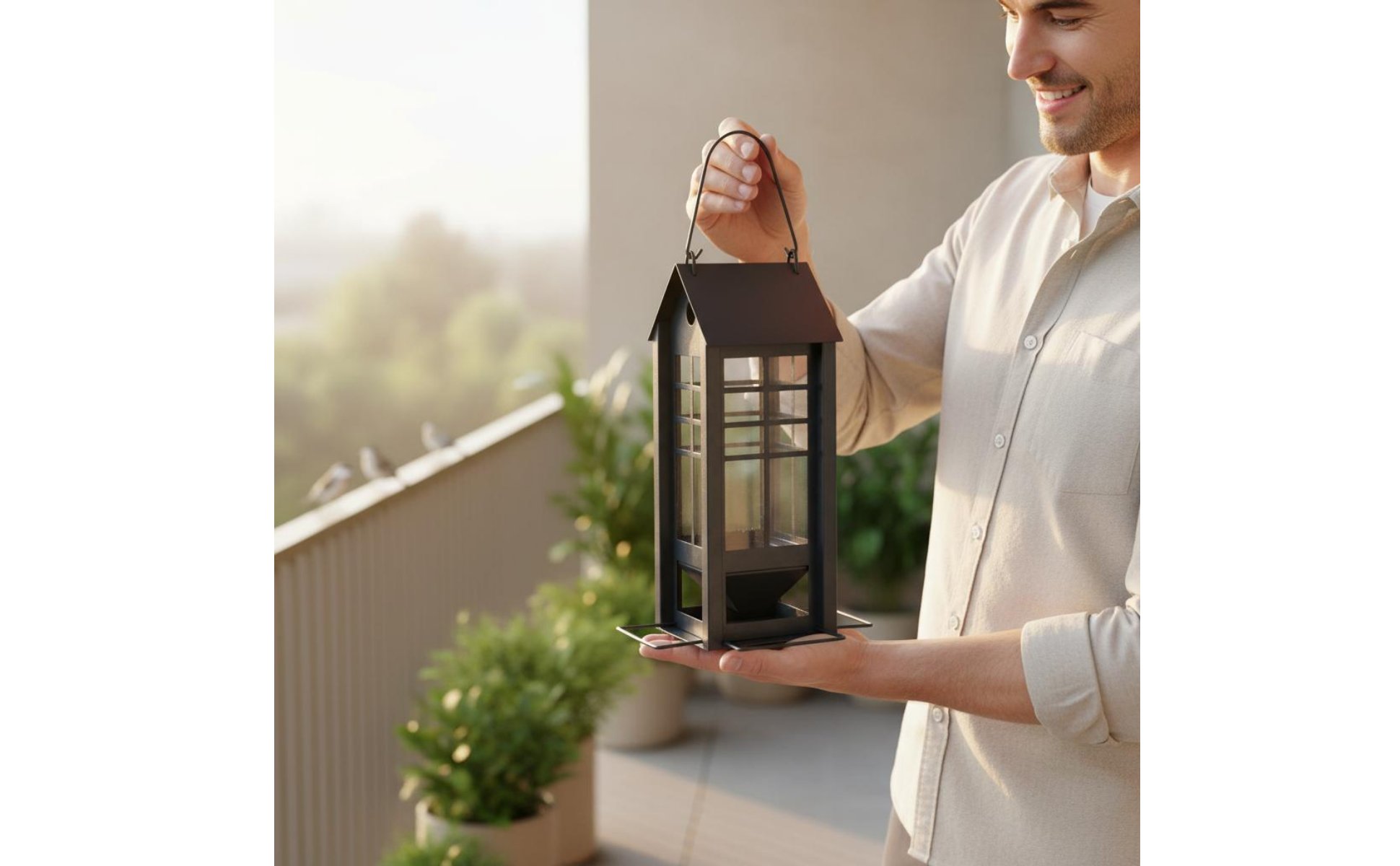 Metal House Bird Feeder Decorative Hanging Bird Feeder for Backyard, Gardeners