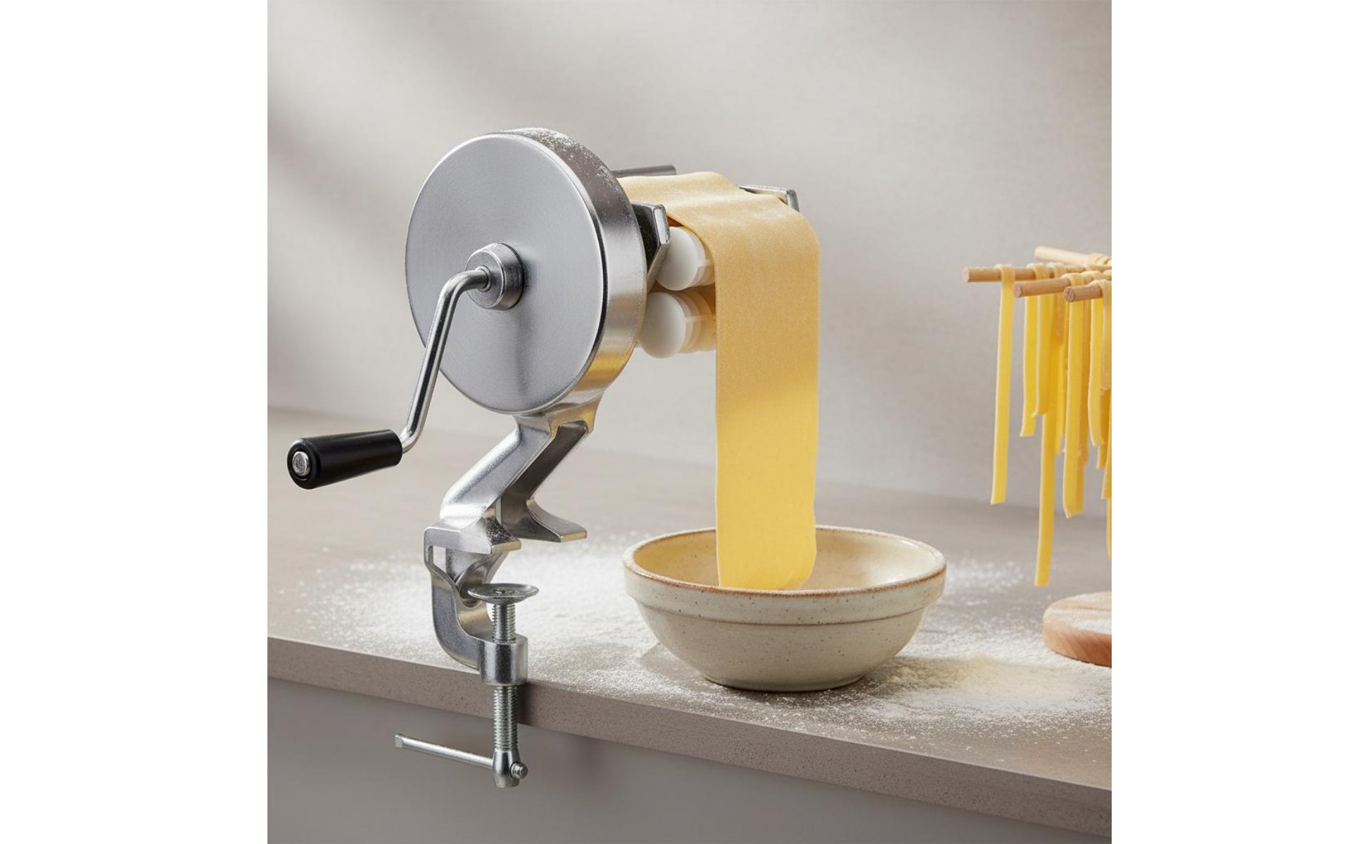 Tabletop Pasta Press Table Clamp Mount Manual Macaroni Machine for Home Cooks