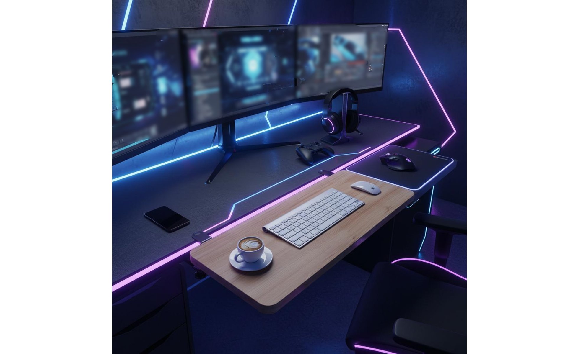 Foldable Desk Extension Board No Drilling Required for Gaming, Students, Gamers