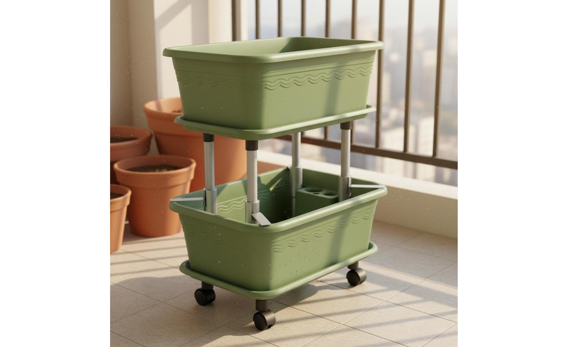Rolling Vegetable Planter With Wheels Stackable Garden Container Heavy-Duty
