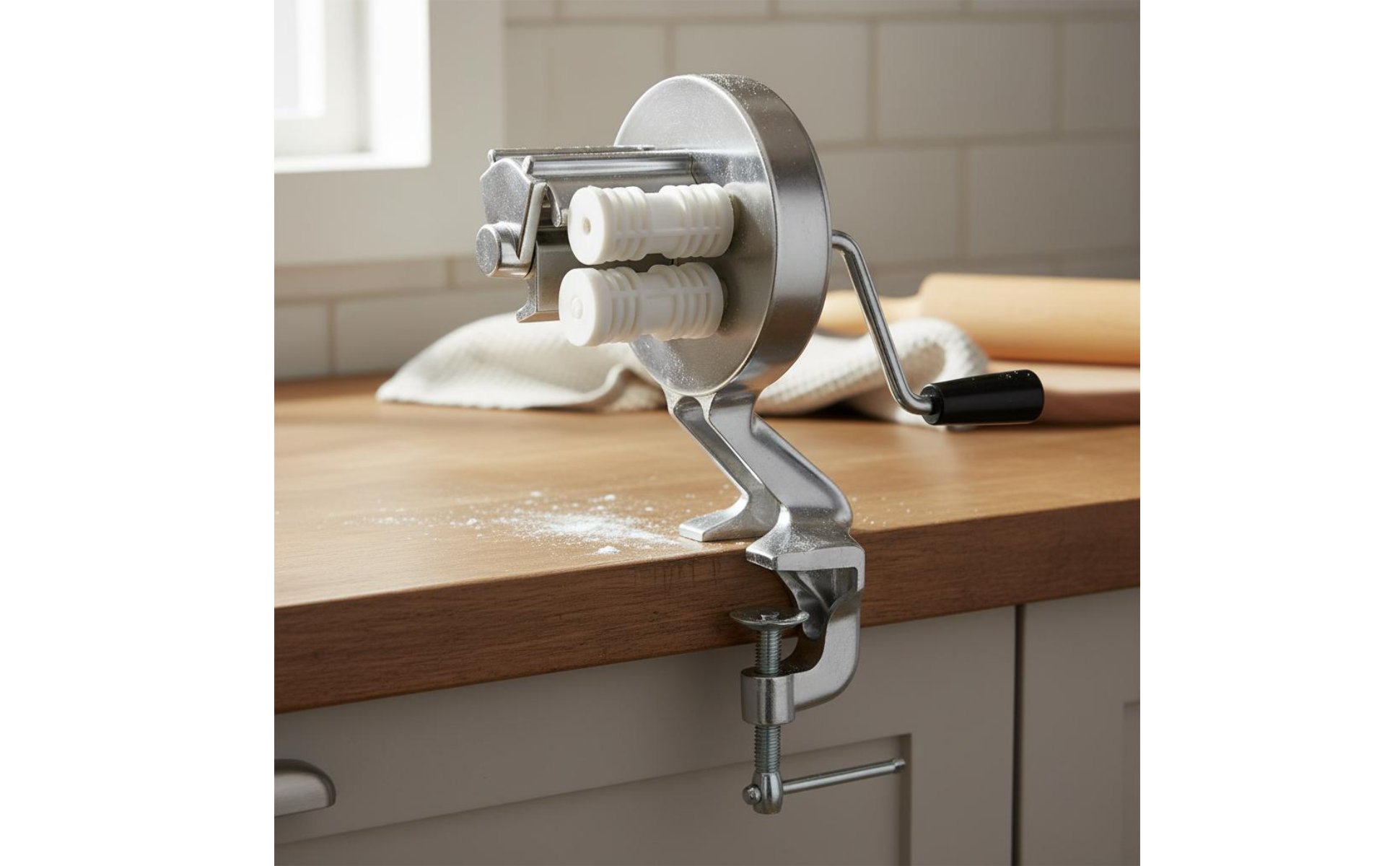 Tabletop Pasta Press Table Clamp Mount Manual Macaroni Machine for Home Cooks