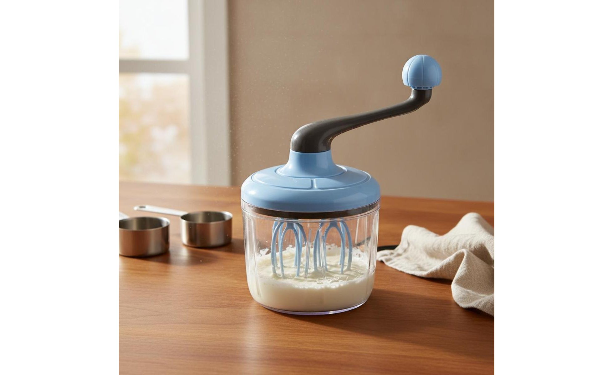 Hand Crank Egg Beater Easy to Clean Manual Rotary Whisk Comfortable Grip