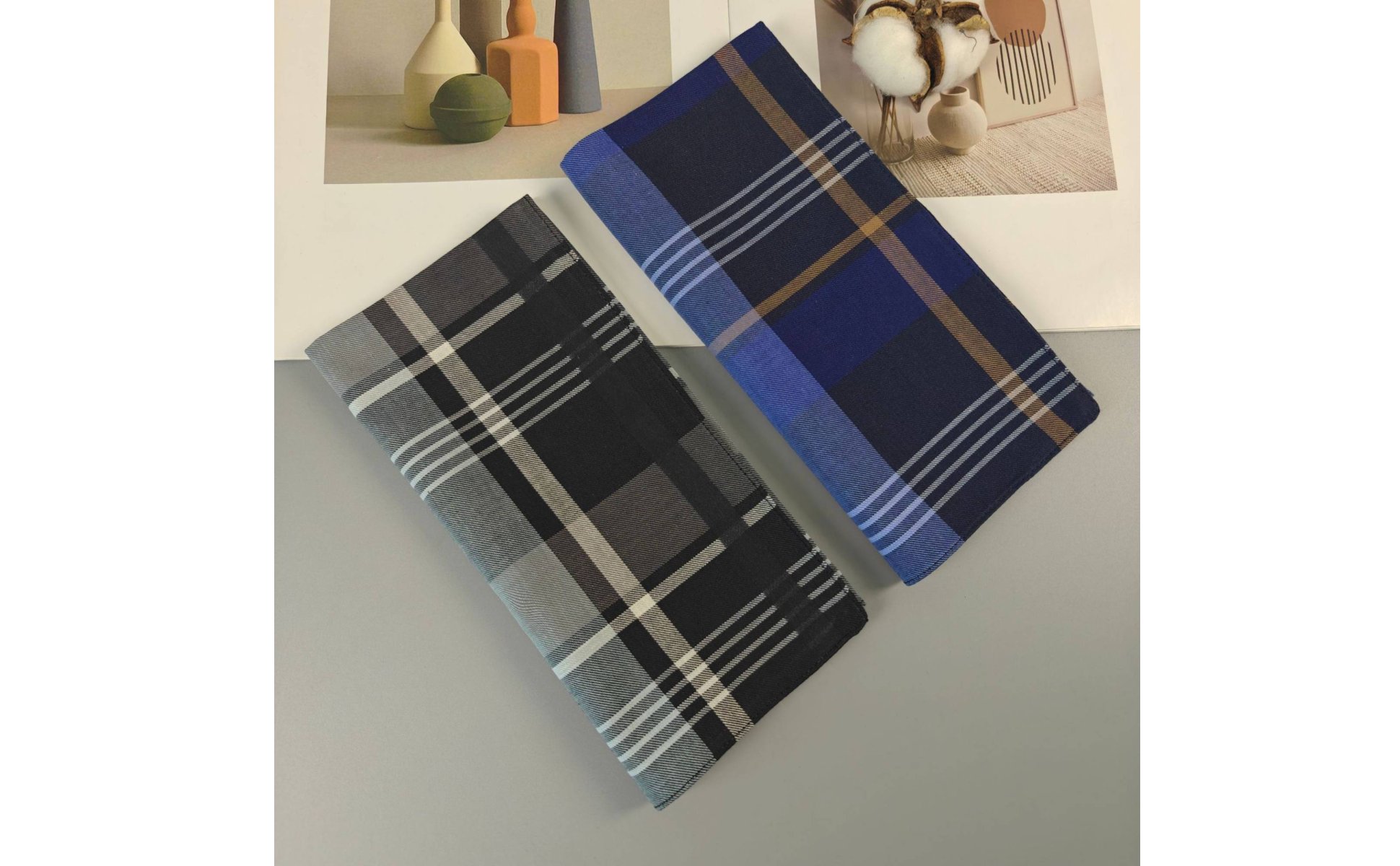 Plaid Cotton Handkerchief Absorbent Classic Patterned Handkerchief Soft Feel