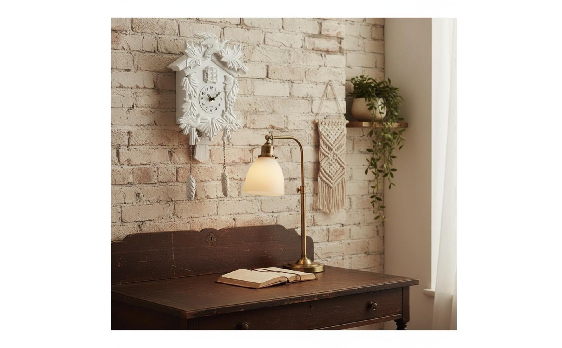 Cuckoo Clock Distressed Finish Retro Cuckoo Clock Pinecone Pendulum for Children