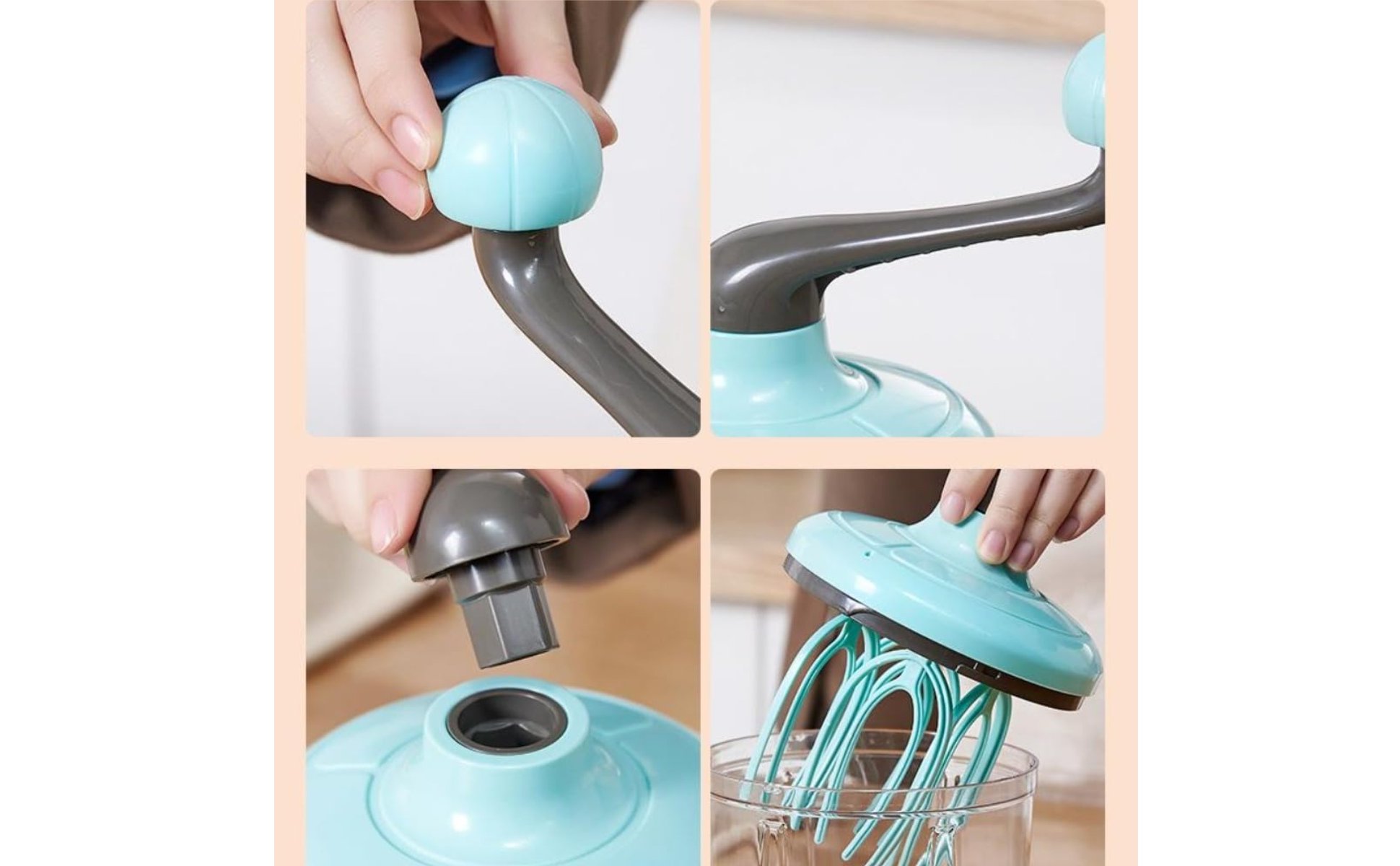 Hand Crank Egg Beater Easy to Clean Manual Rotary Whisk Comfortable Grip