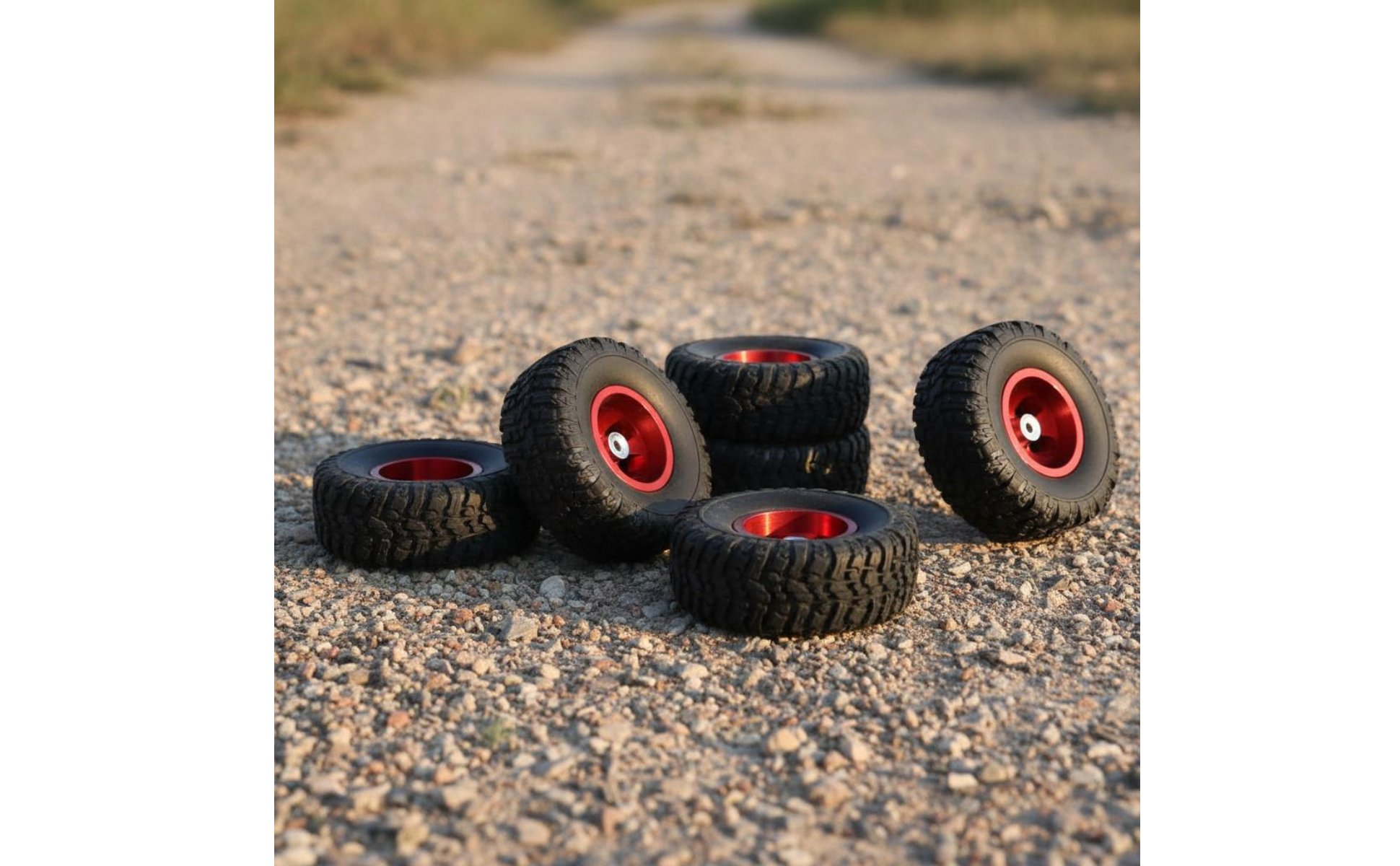 6 Pieces 68mm RC Truck Tires 6x6 RC Truck Wheel Set Multi-Terrain