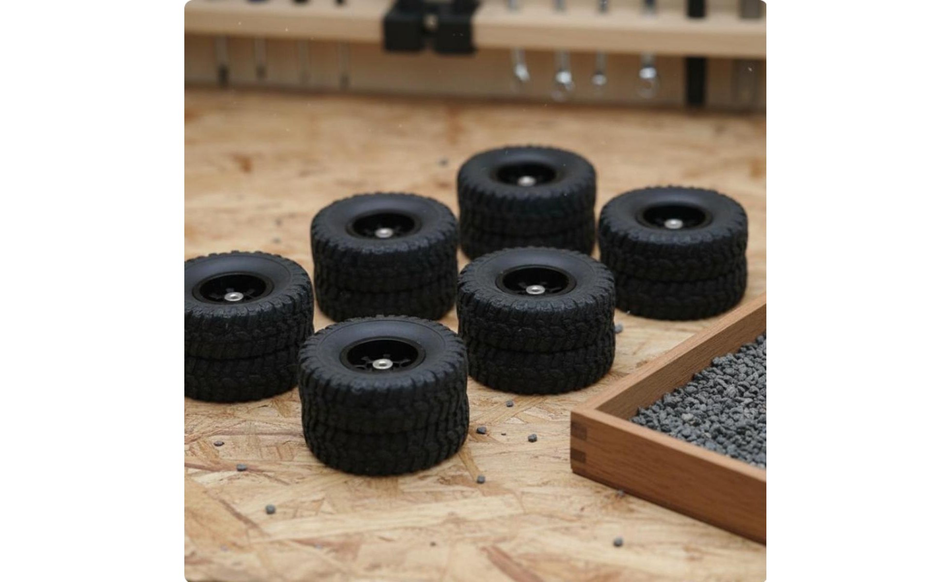 6 Pieces 68mm RC Truck Tires 6x6 RC Truck Wheel Set Multi-Terrain