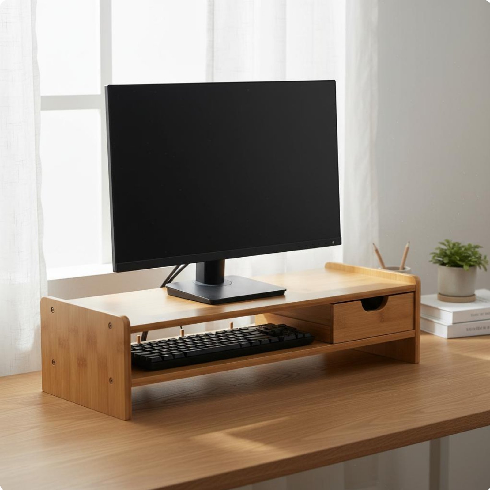 Bambus Monitorerhöhung ergonomisch Monitorständer aus Bambus schafft Ordnung