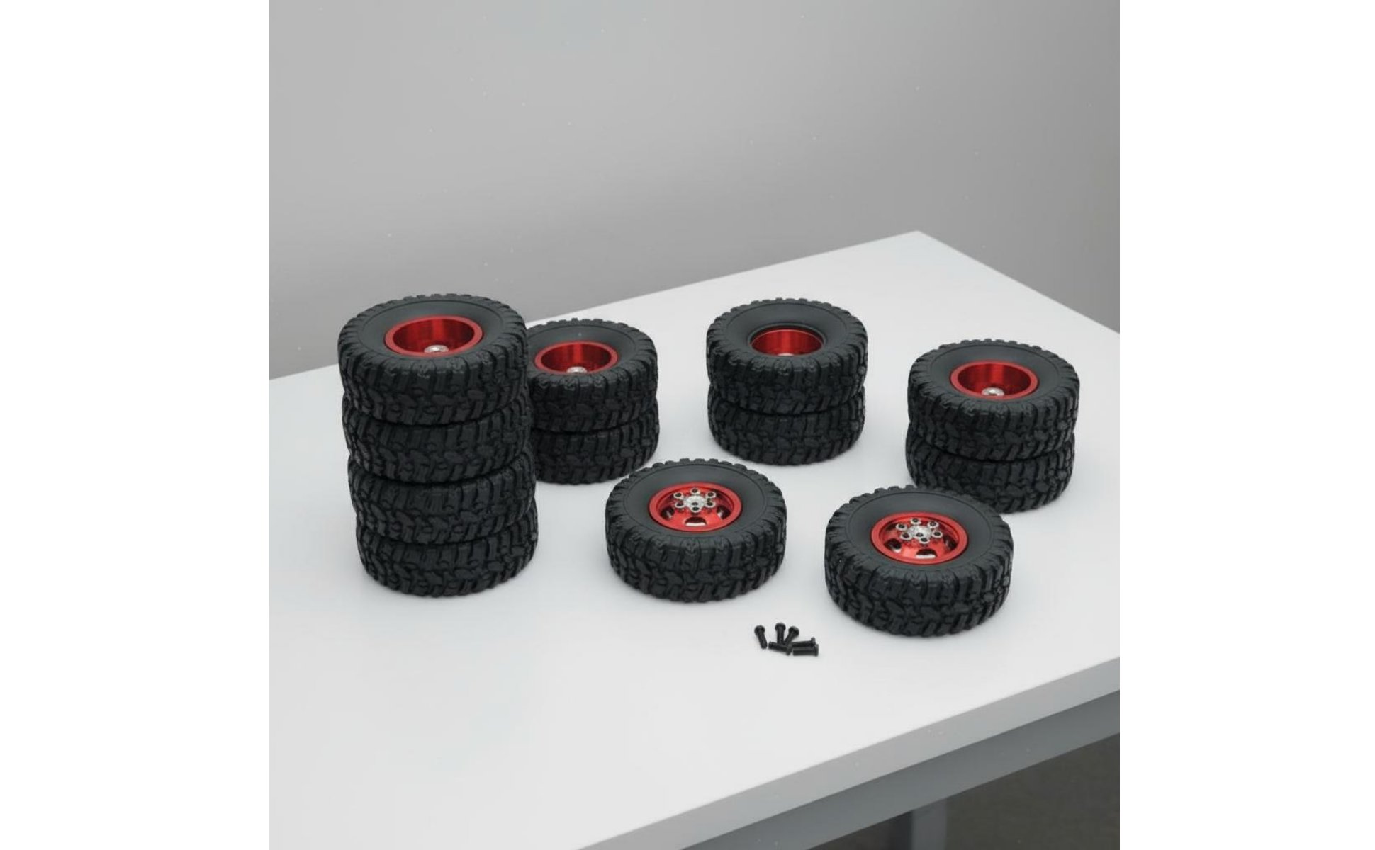 6 Pieces 68mm RC Truck Tires 6x6 RC Truck Wheel Set Multi-Terrain