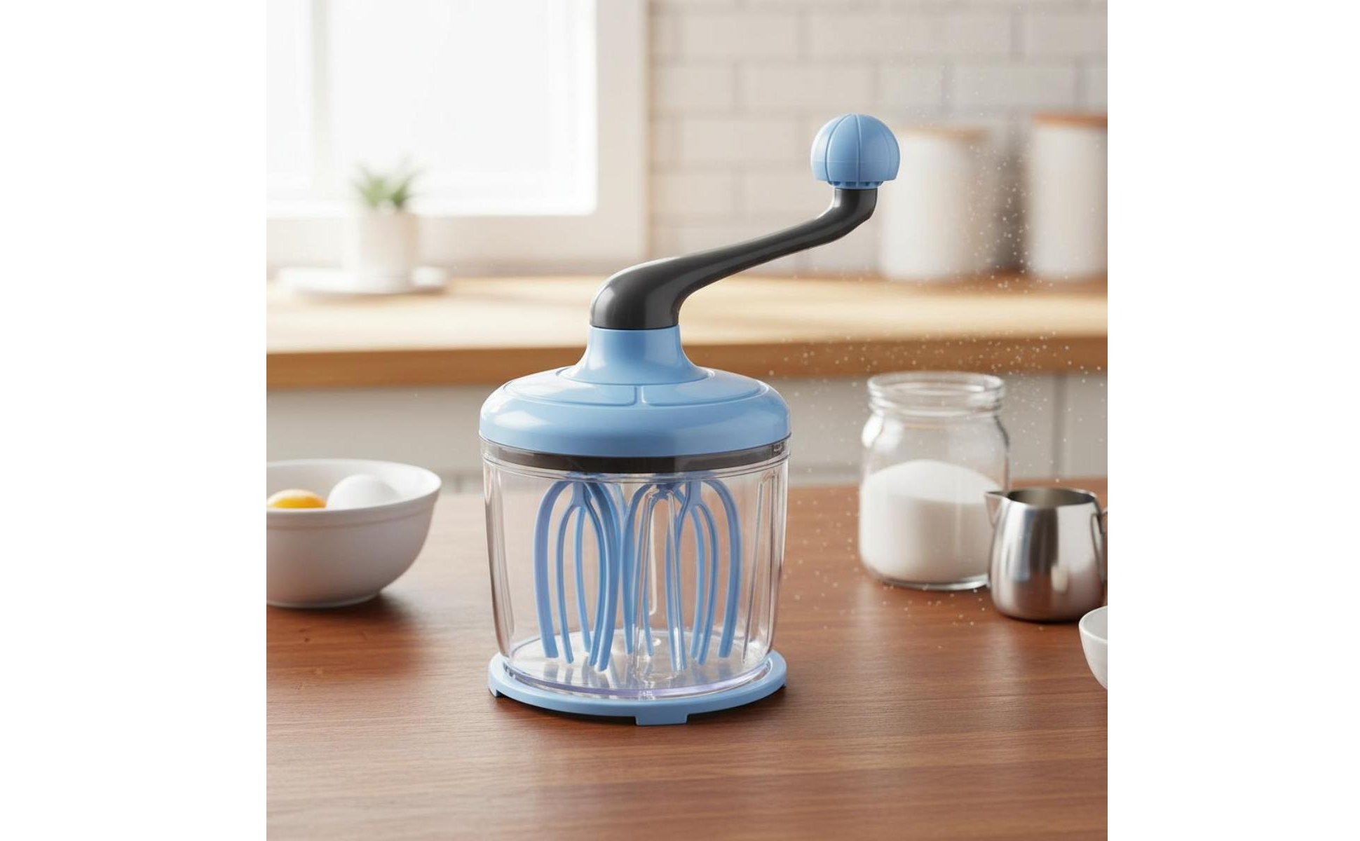 Hand Crank Egg Beater Easy to Clean Manual Rotary Whisk Comfortable Grip
