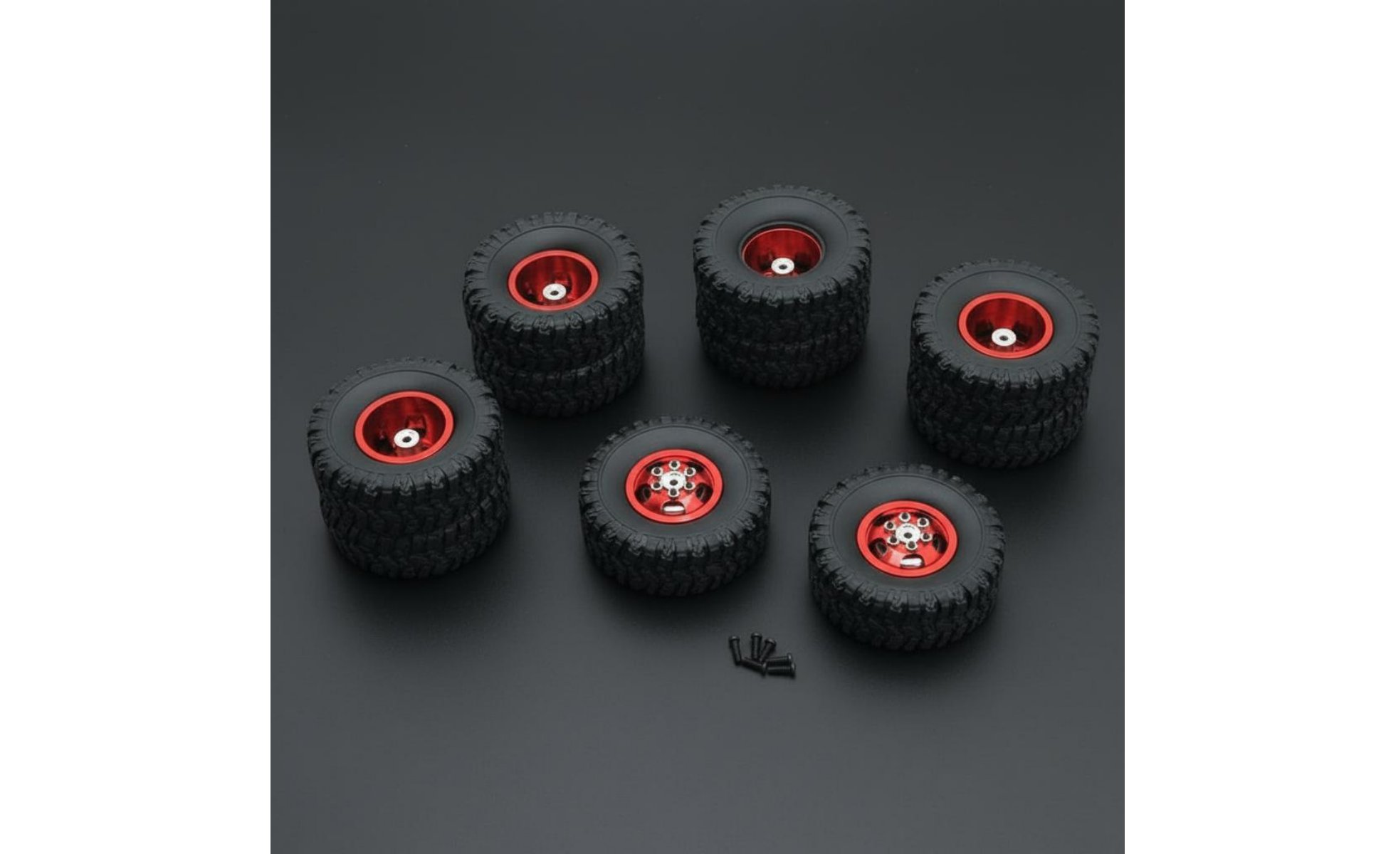 6 Pieces 68mm RC Truck Tires 6x6 RC Truck Wheel Set Multi-Terrain