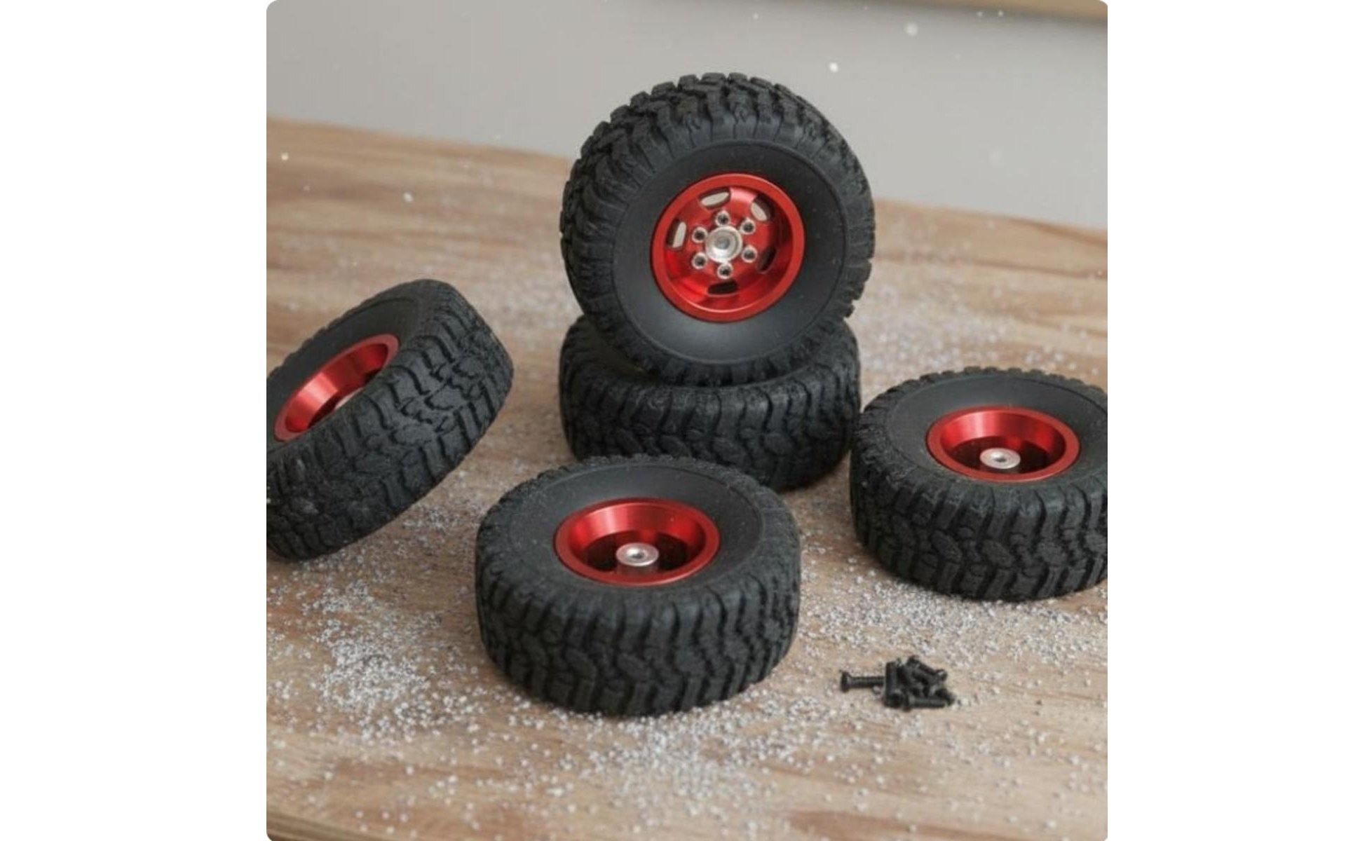 6 Pieces 68mm RC Truck Tires 6x6 RC Truck Wheel Set Multi-Terrain