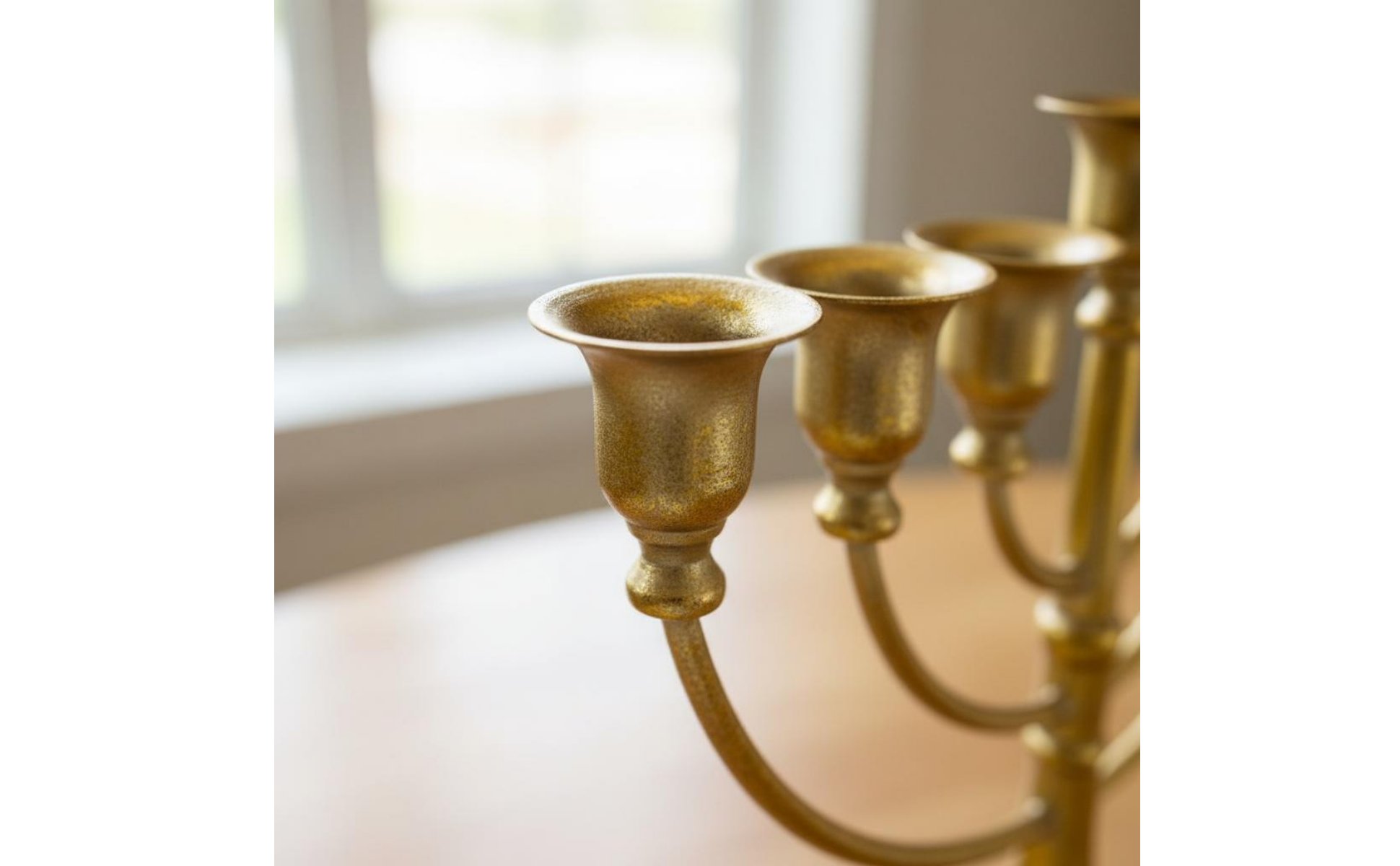 Gold Hanukkah Candelabra Wrought Iron Hanukkah Menorah Holiday Centerpiece