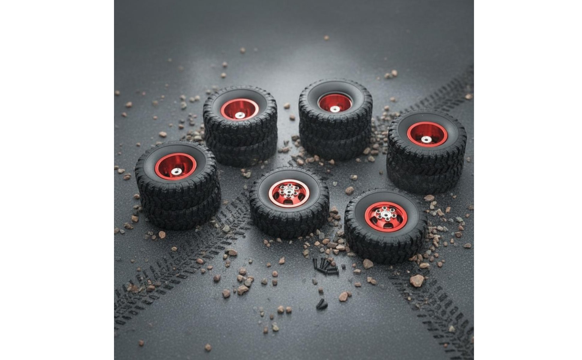 6 Pieces 68mm RC Truck Tires 6x6 RC Truck Wheel Set Multi-Terrain