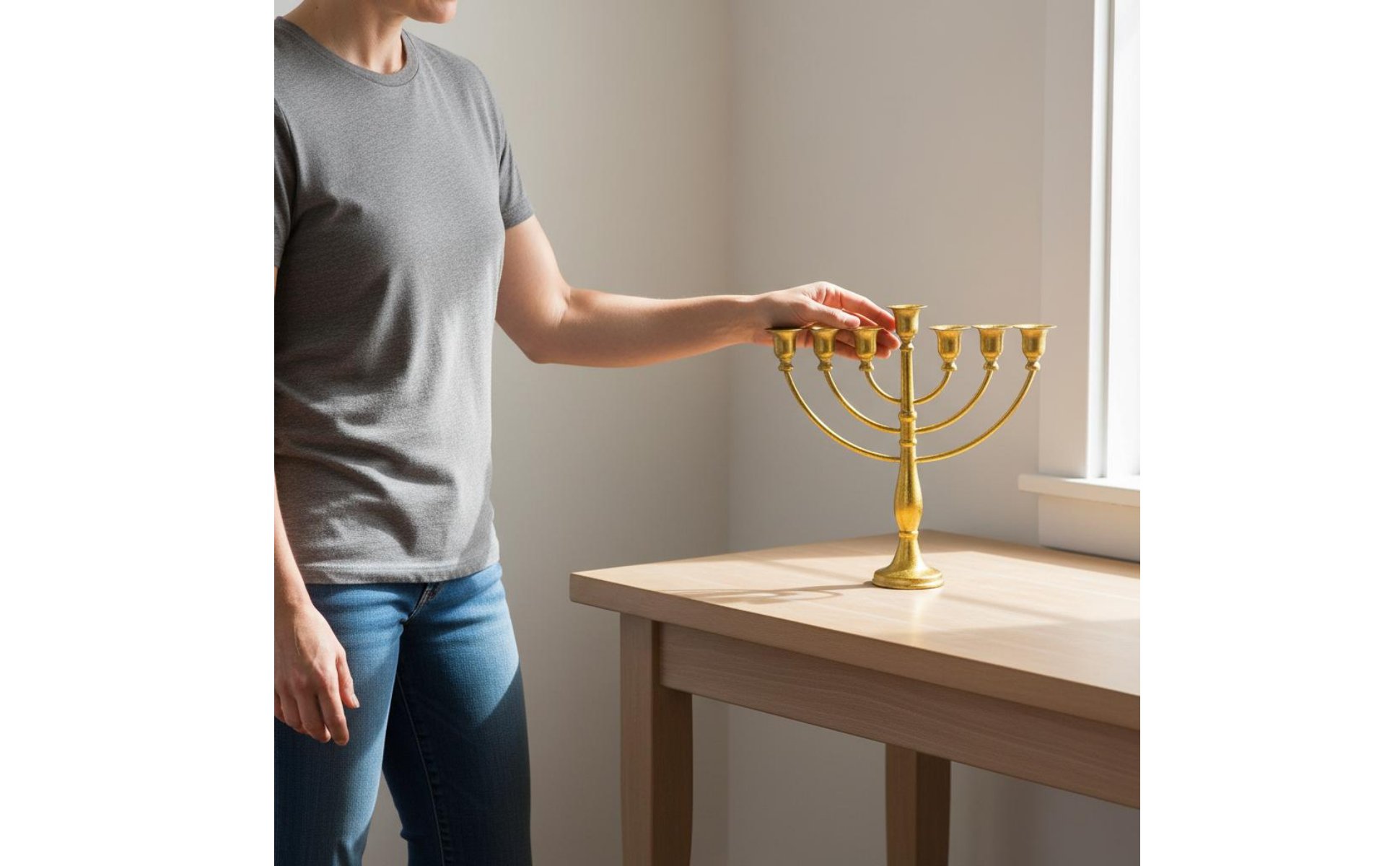 Gold Hanukkah Candelabra Wrought Iron Hanukkah Menorah Holiday Centerpiece