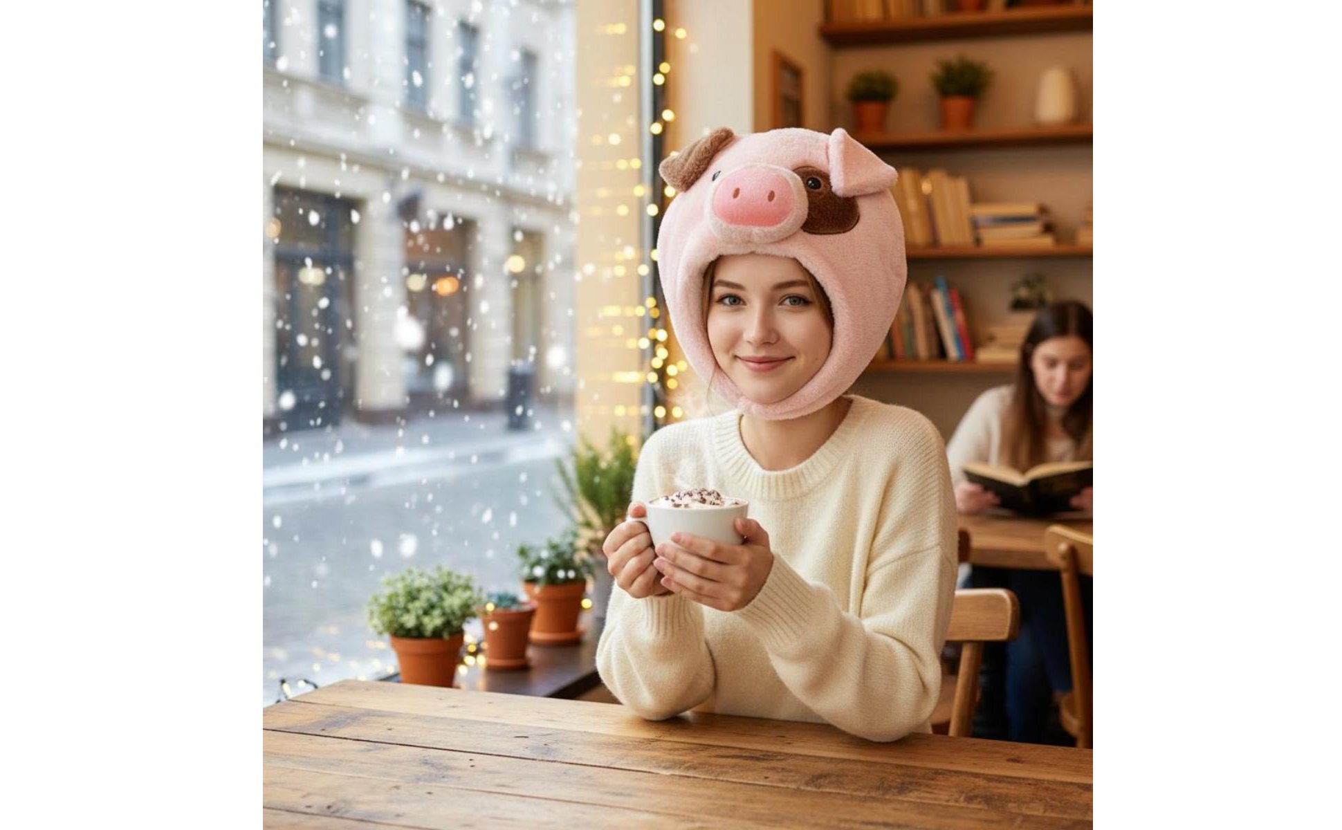 Pink Pig Head Hat Photo Prop Cartoon Pig Head Cover PP Cotton Filled for Party