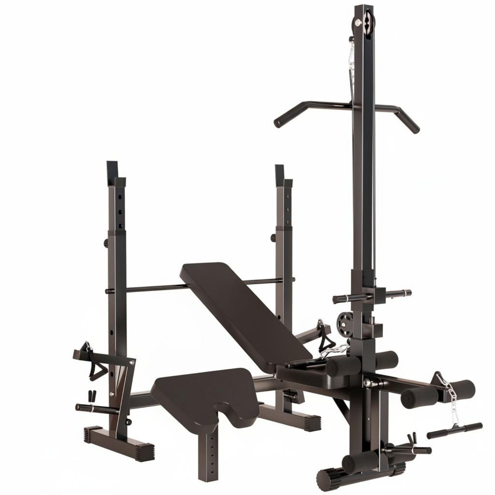 1 Adjustable Weight Bench with Squat Rack Multifunctional Workout Station