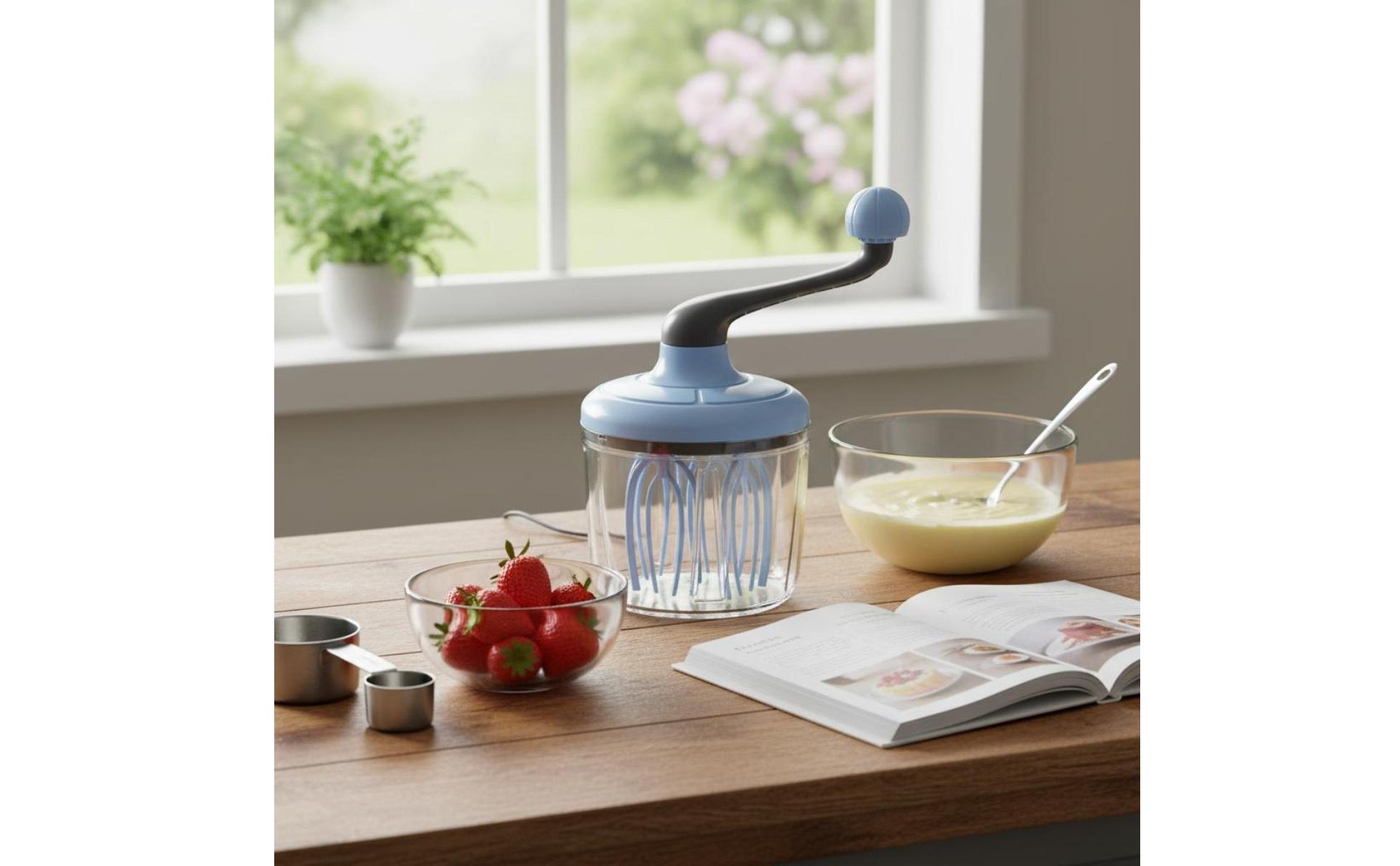 Hand Crank Egg Beater Easy to Clean Manual Rotary Whisk Comfortable Grip