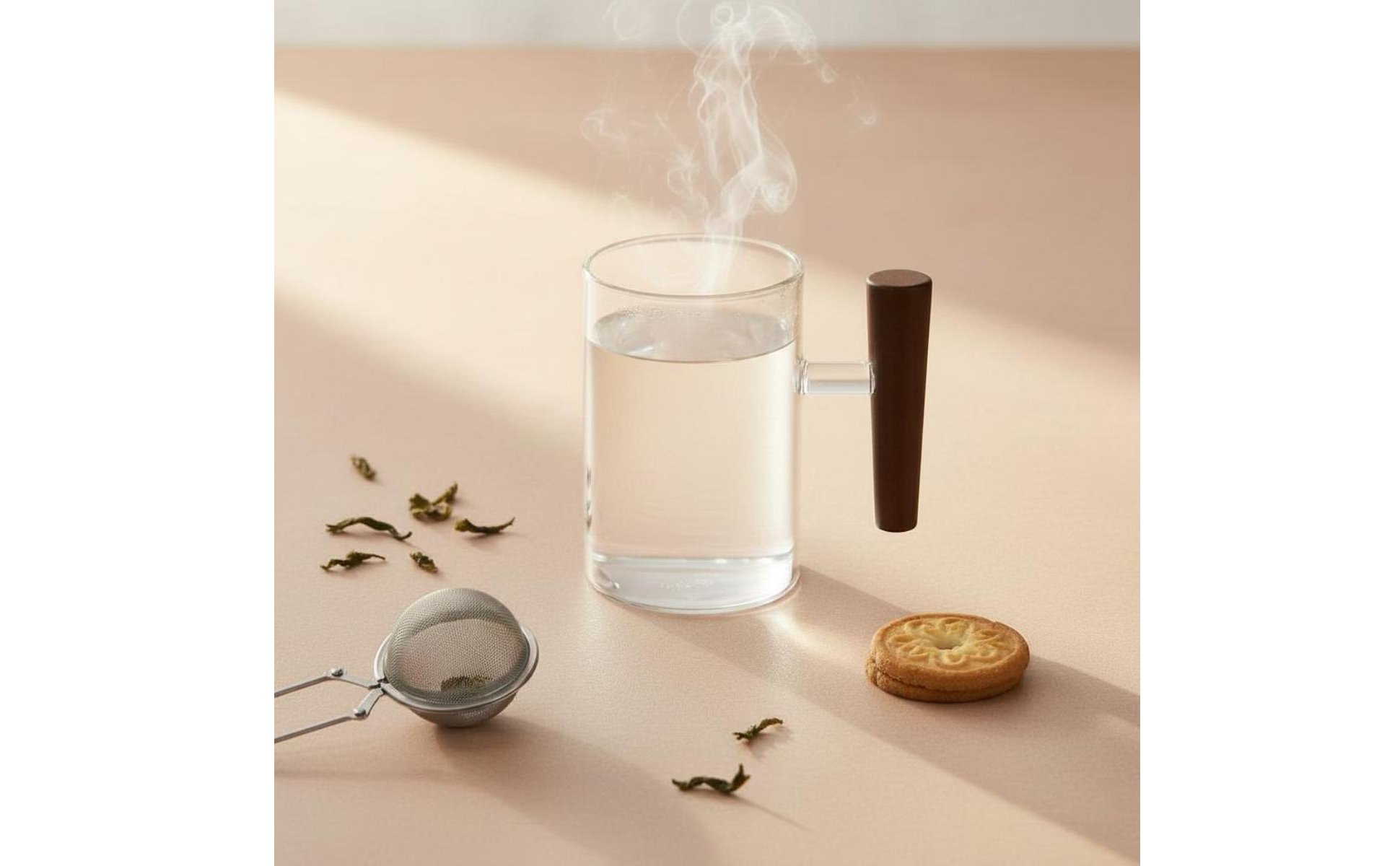 Wooden Handle Glass Mug Heat Resistant Clear Glass Tea Cup Easy to Clean
