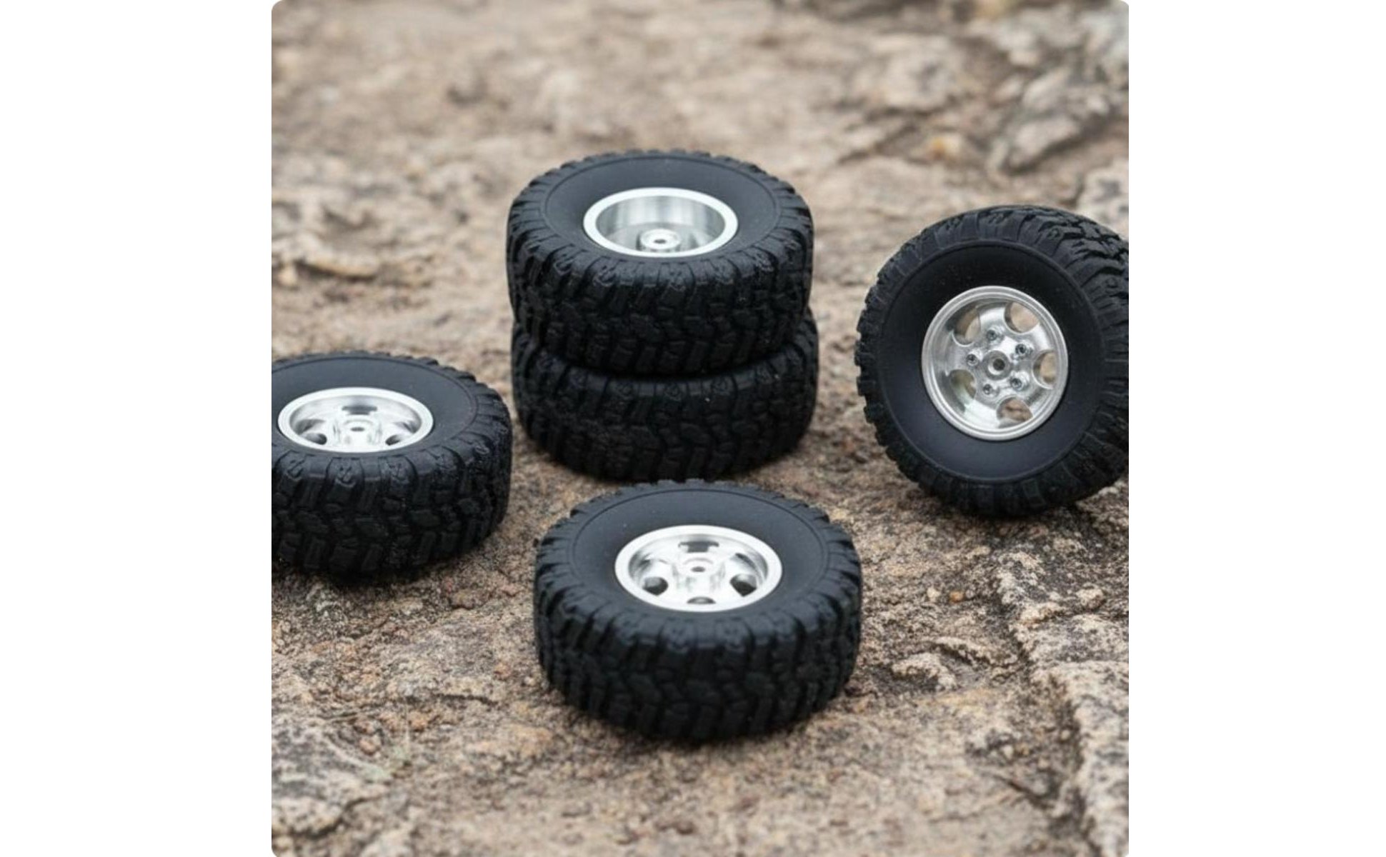 6 Pieces 68mm RC Truck Tires 6x6 RC Truck Wheel Set Multi-Terrain