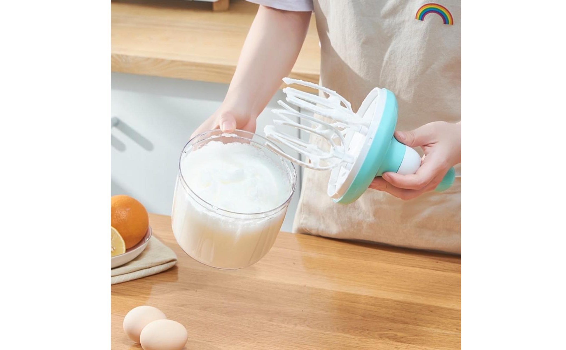 Hand Crank Egg Beater Easy to Clean Manual Rotary Whisk Comfortable Grip