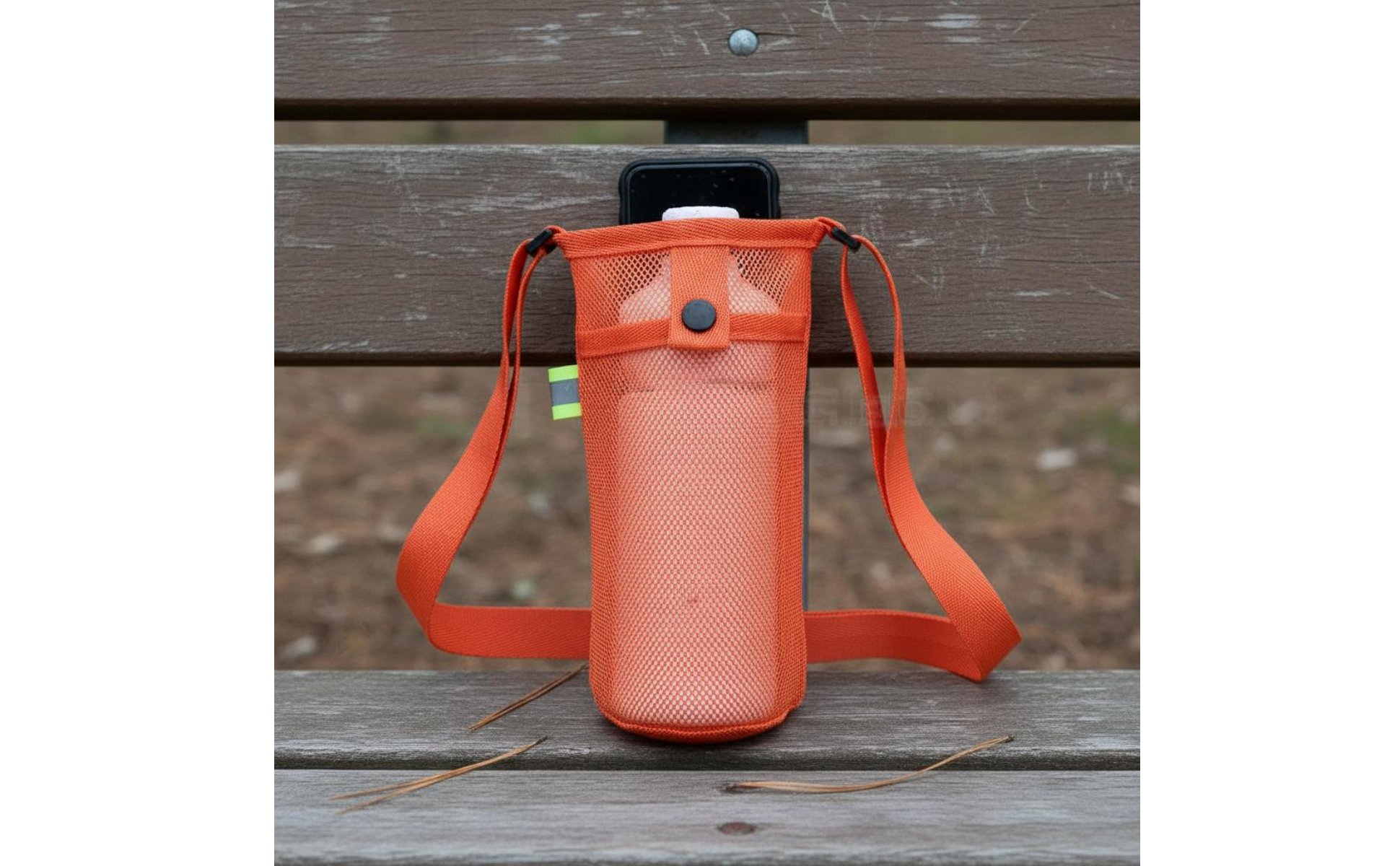 Water Bottle Sling with Phone Pocket Hands-Unrestricted Mesh Water Bottle Bag