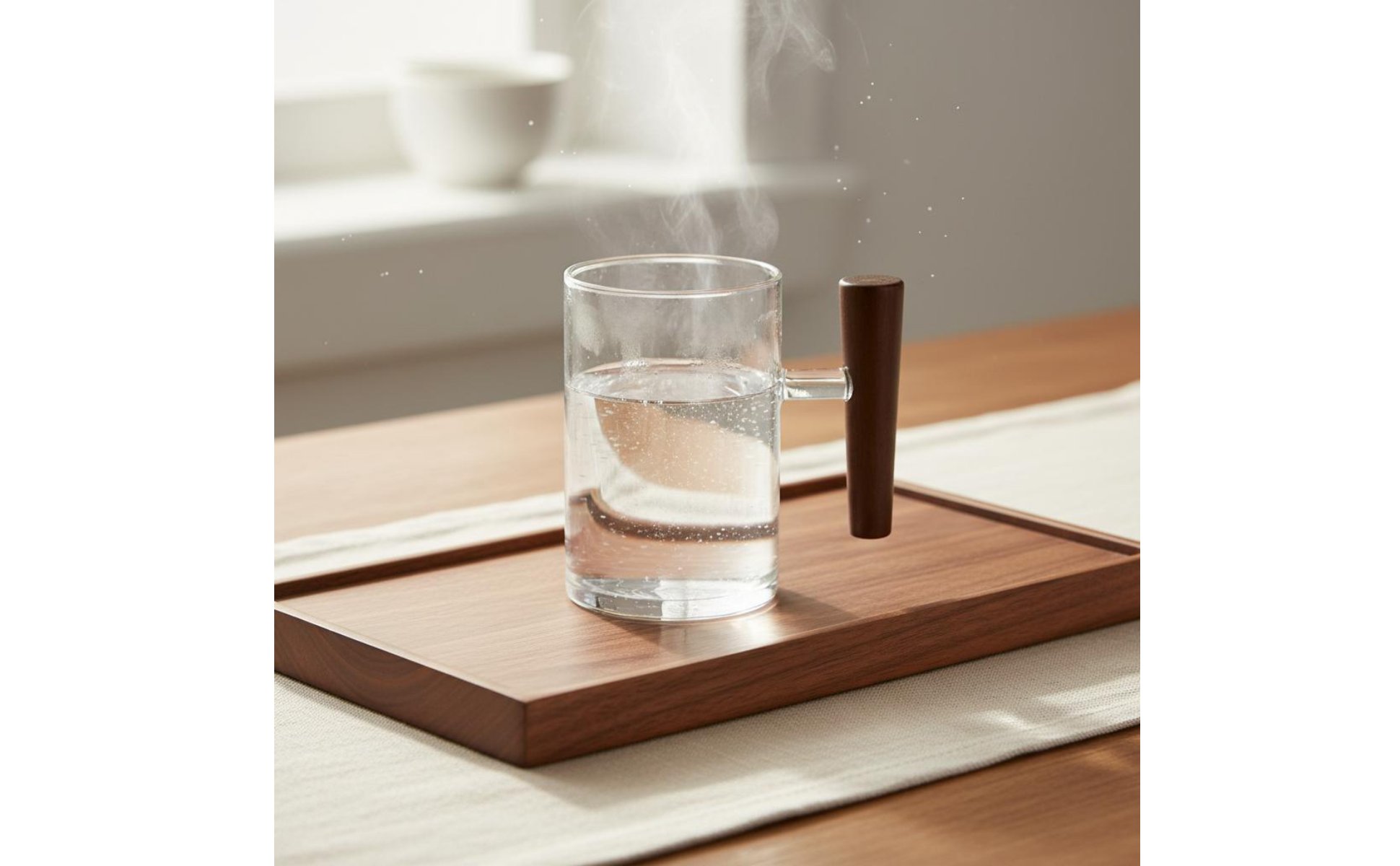 Wooden Handle Glass Mug Heat Resistant Clear Glass Tea Cup Easy to Clean