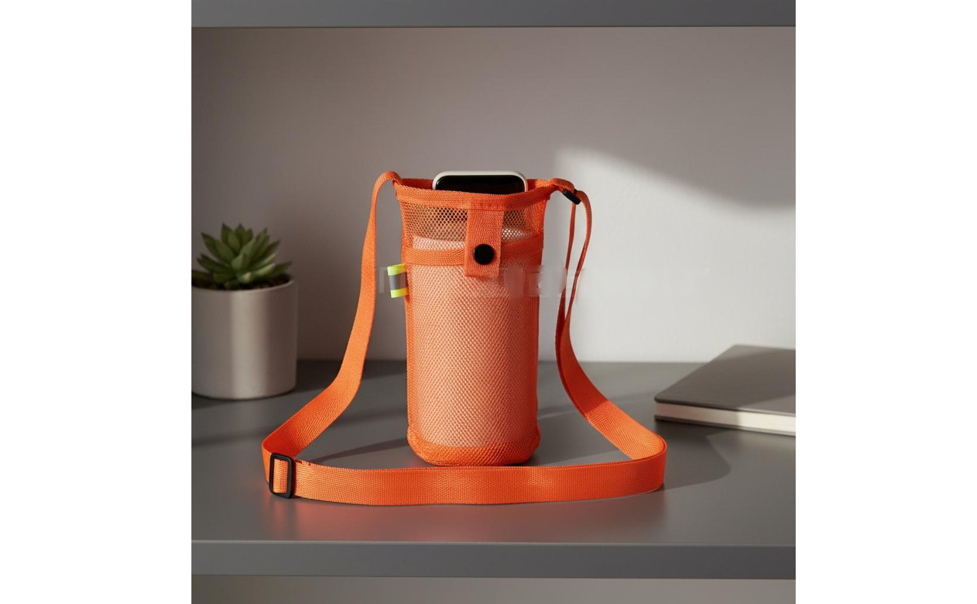 Water Bottle Sling with Phone Pocket Hands-Unrestricted Mesh Water Bottle Bag