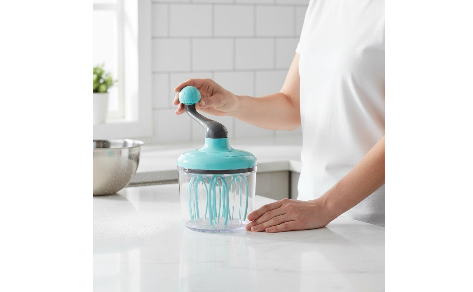 Hand Crank Egg Beater Easy to Clean Manual Rotary Whisk Comfortable Grip