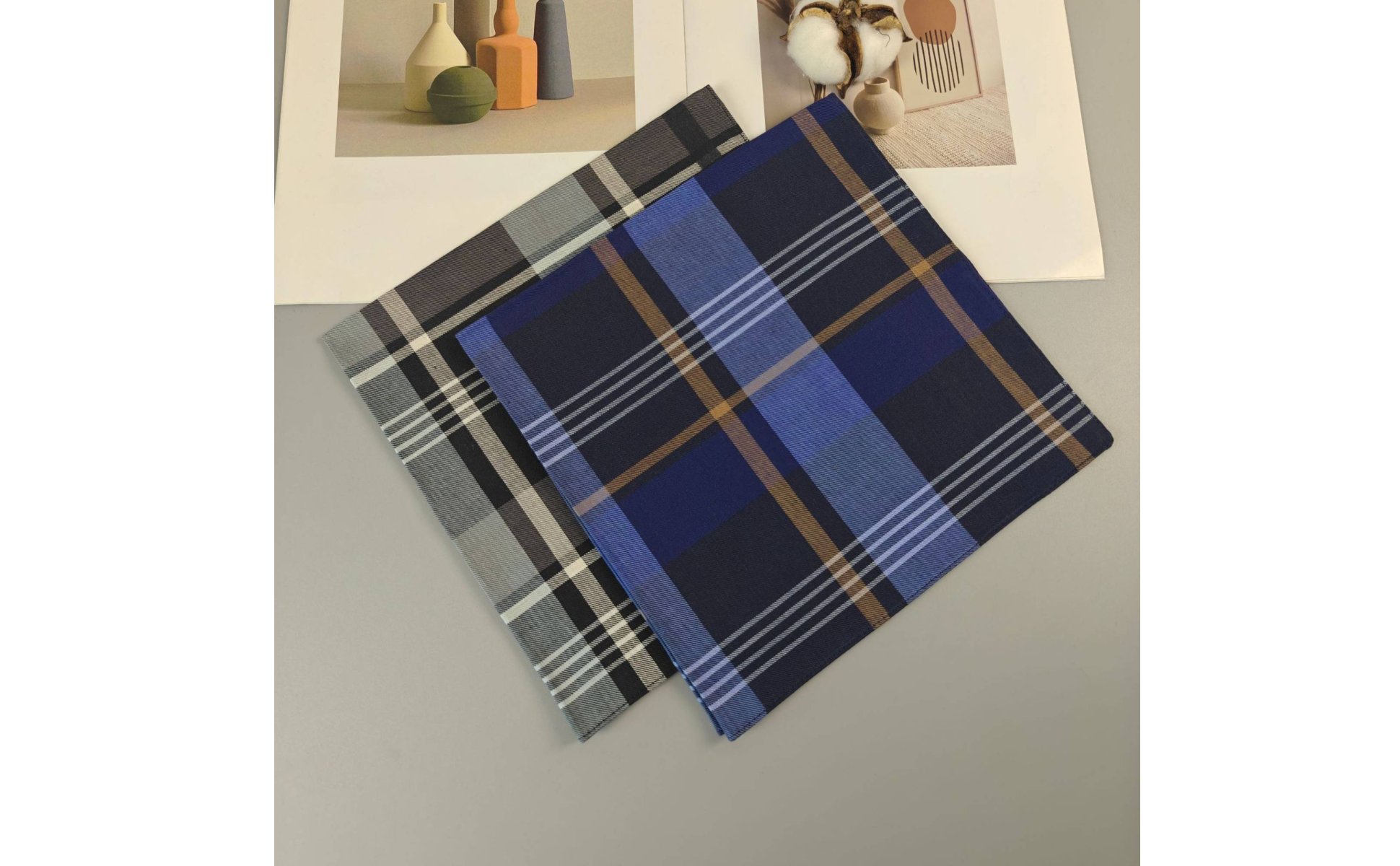 Plaid Cotton Handkerchief Absorbent Classic Patterned Handkerchief Soft Feel
