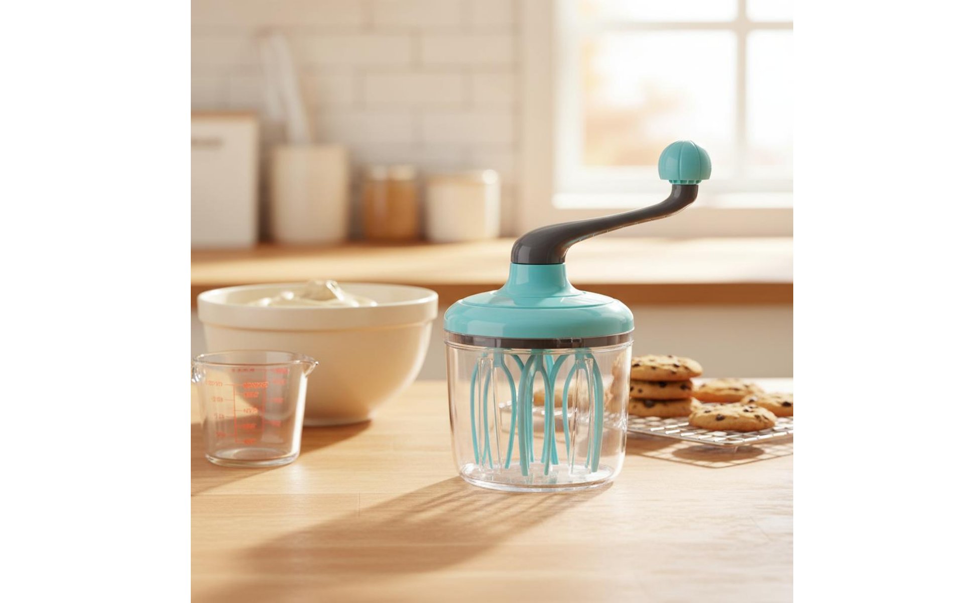 Hand Crank Egg Beater Easy to Clean Manual Rotary Whisk Comfortable Grip