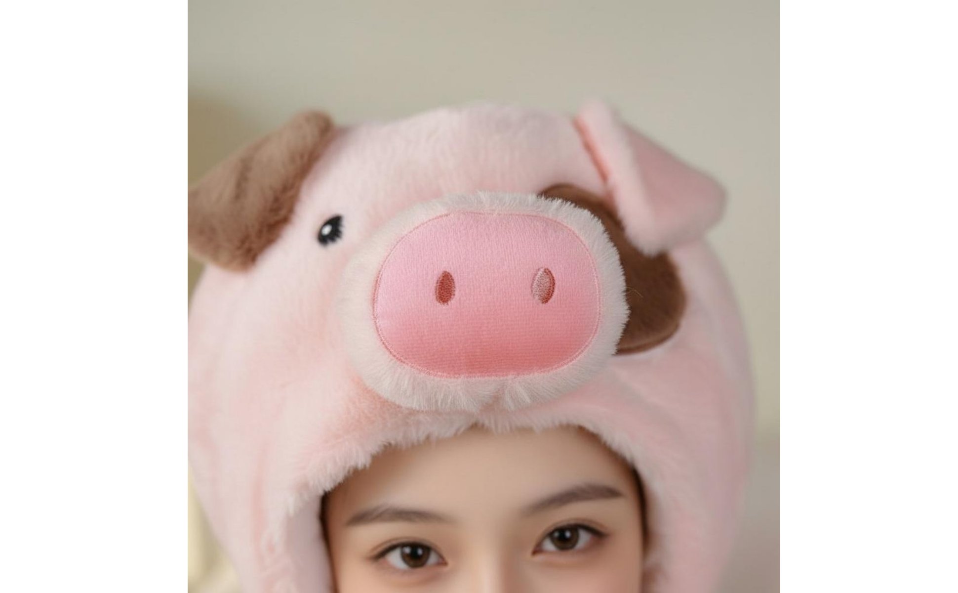 Pink Pig Head Hat Photo Prop Cartoon Pig Head Cover PP Cotton Filled for Party