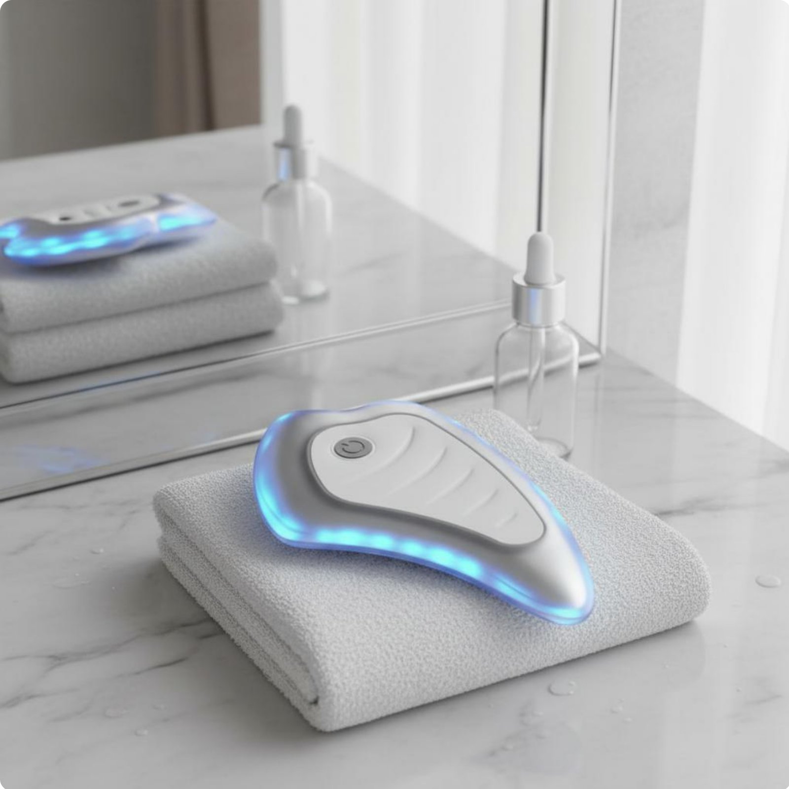 Vibrating Facial Massager Ergonomic Design LED Light Treatment Massager