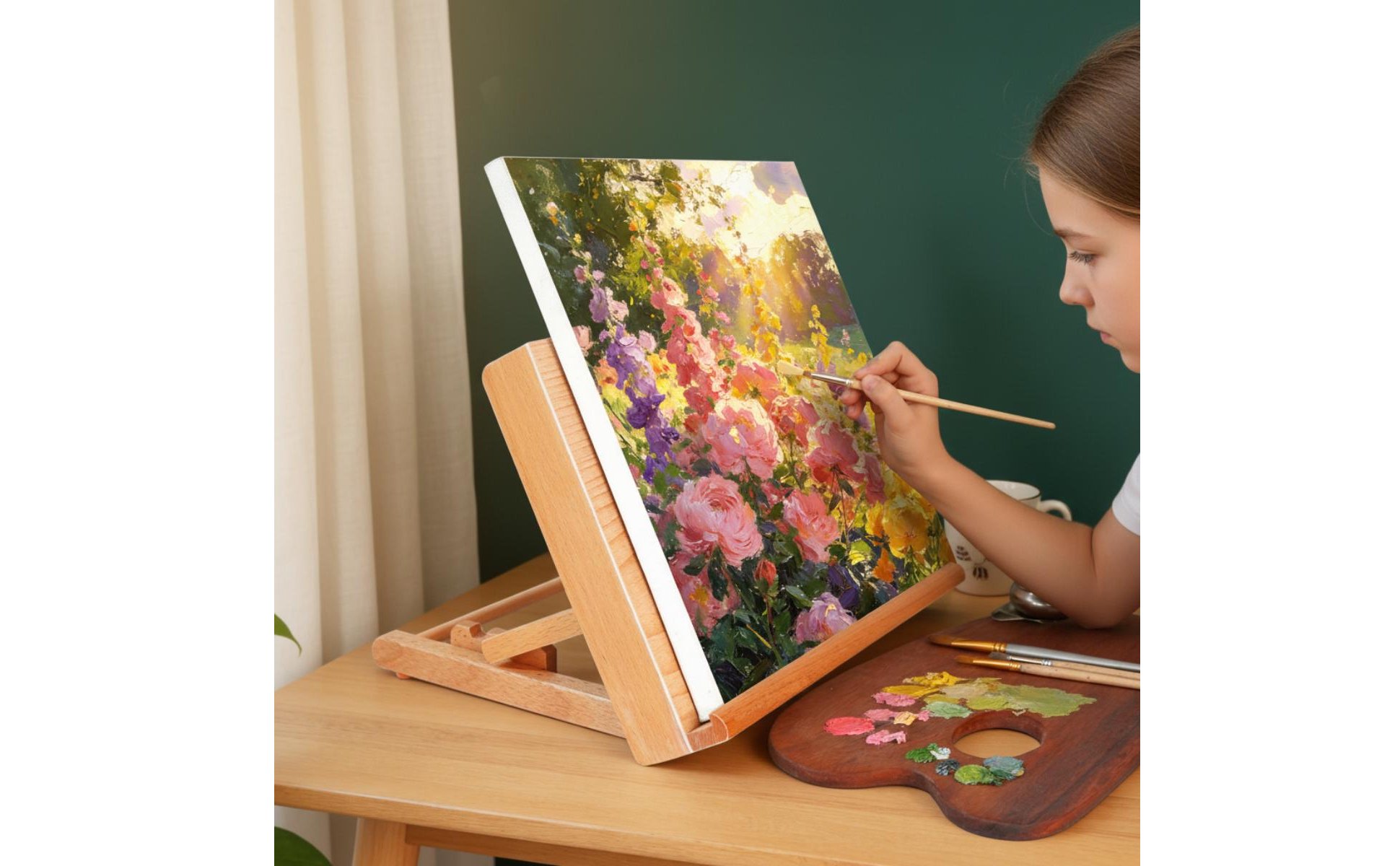 Wooden Desktop Easel Foldable Portable Beech Wood Art Stand for Beginners
