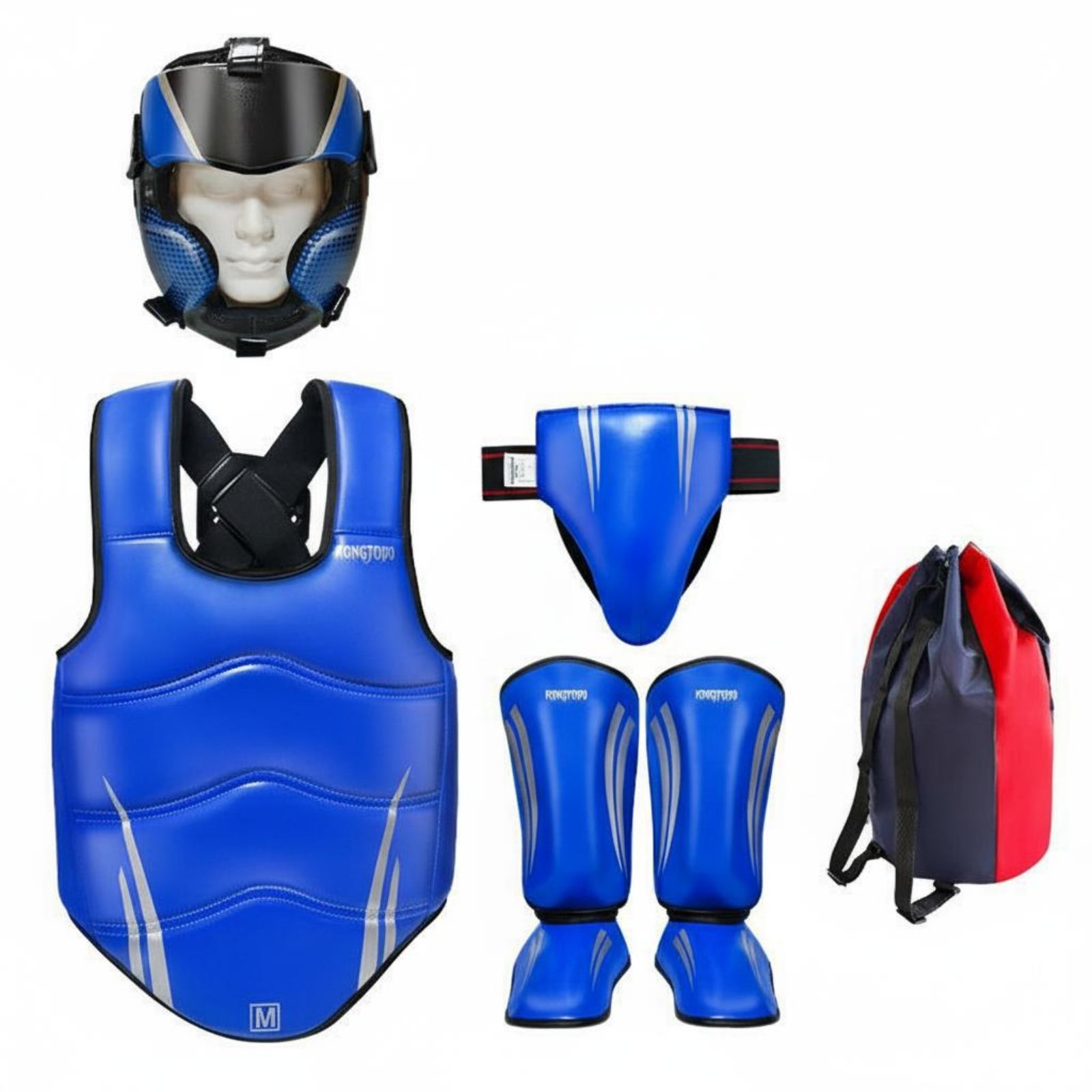 5 Pieces Sparring Gear Set PU Leather Impact-Resistant Kit Comfortable Lining Full Body Sparring for Adults, Beginners