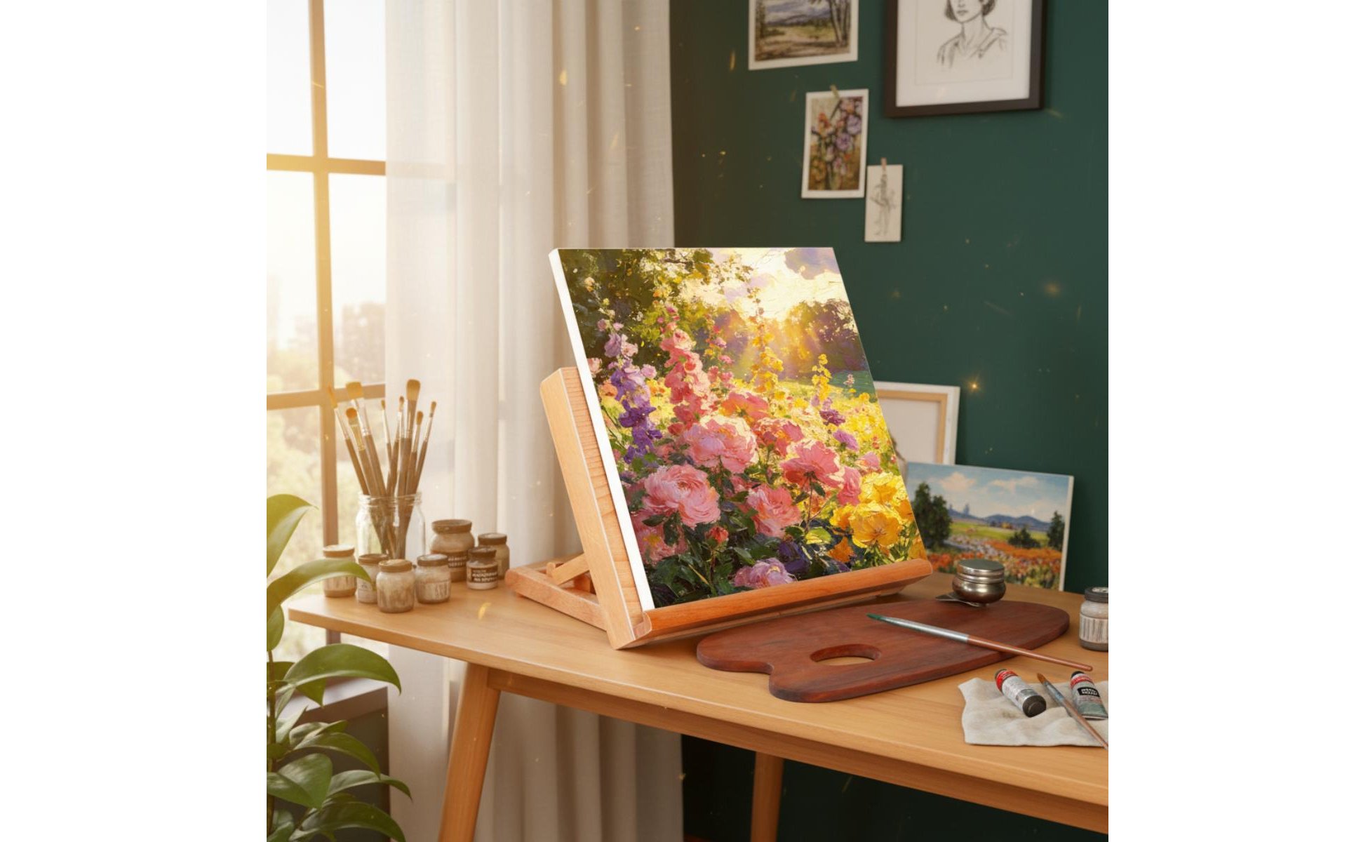 Wooden Desktop Easel Foldable Portable Beech Wood Art Stand for Beginners