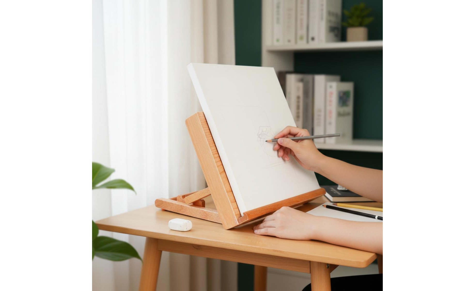 Wooden Desktop Easel Foldable Portable Beech Wood Art Stand for Beginners