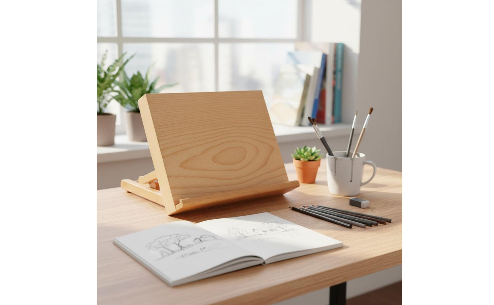Wooden Desktop Easel Foldable Portable Beech Wood Art Stand for Beginners