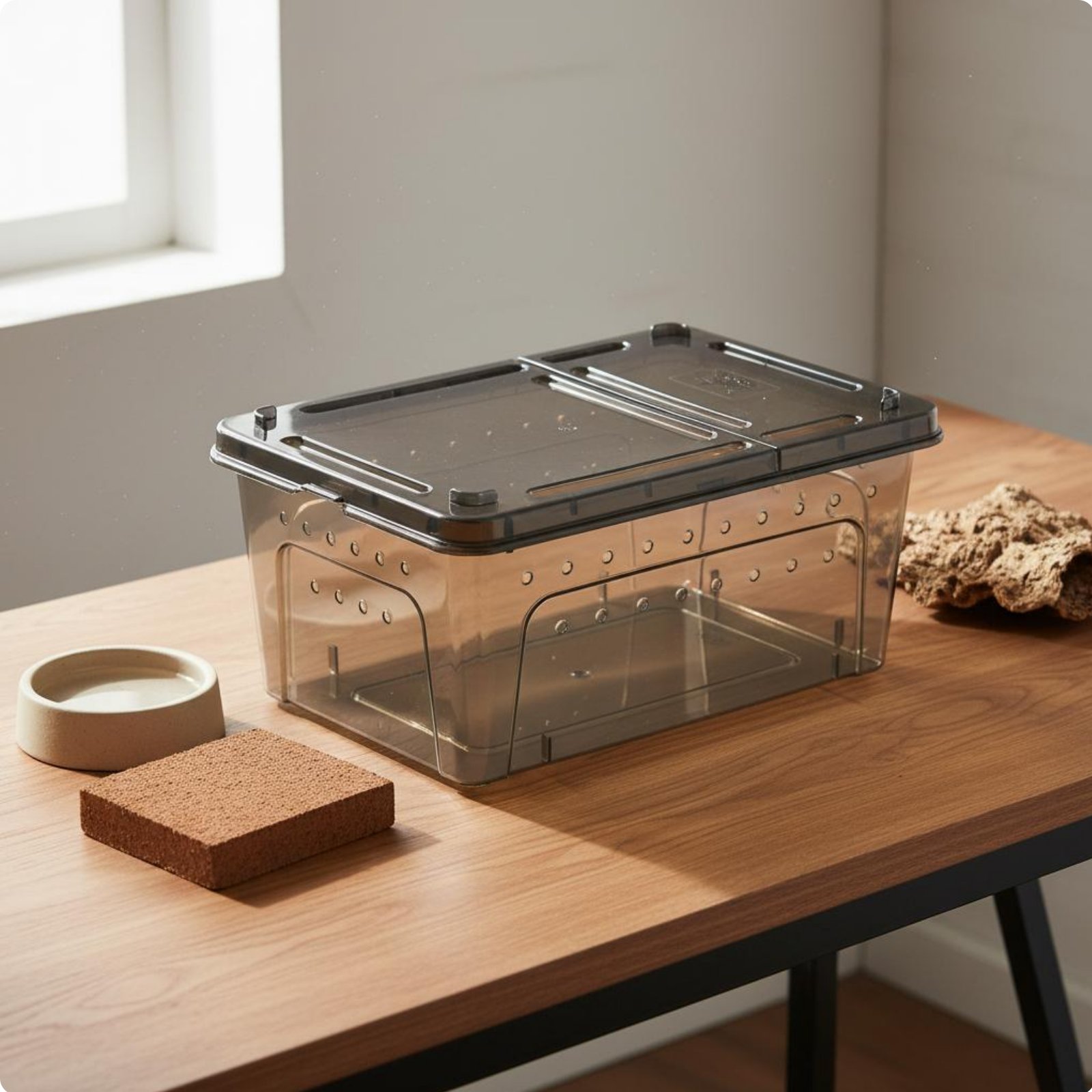 Plastic Pet Breeding Box Easy to Clean Amphibian Feeding Box Portable for