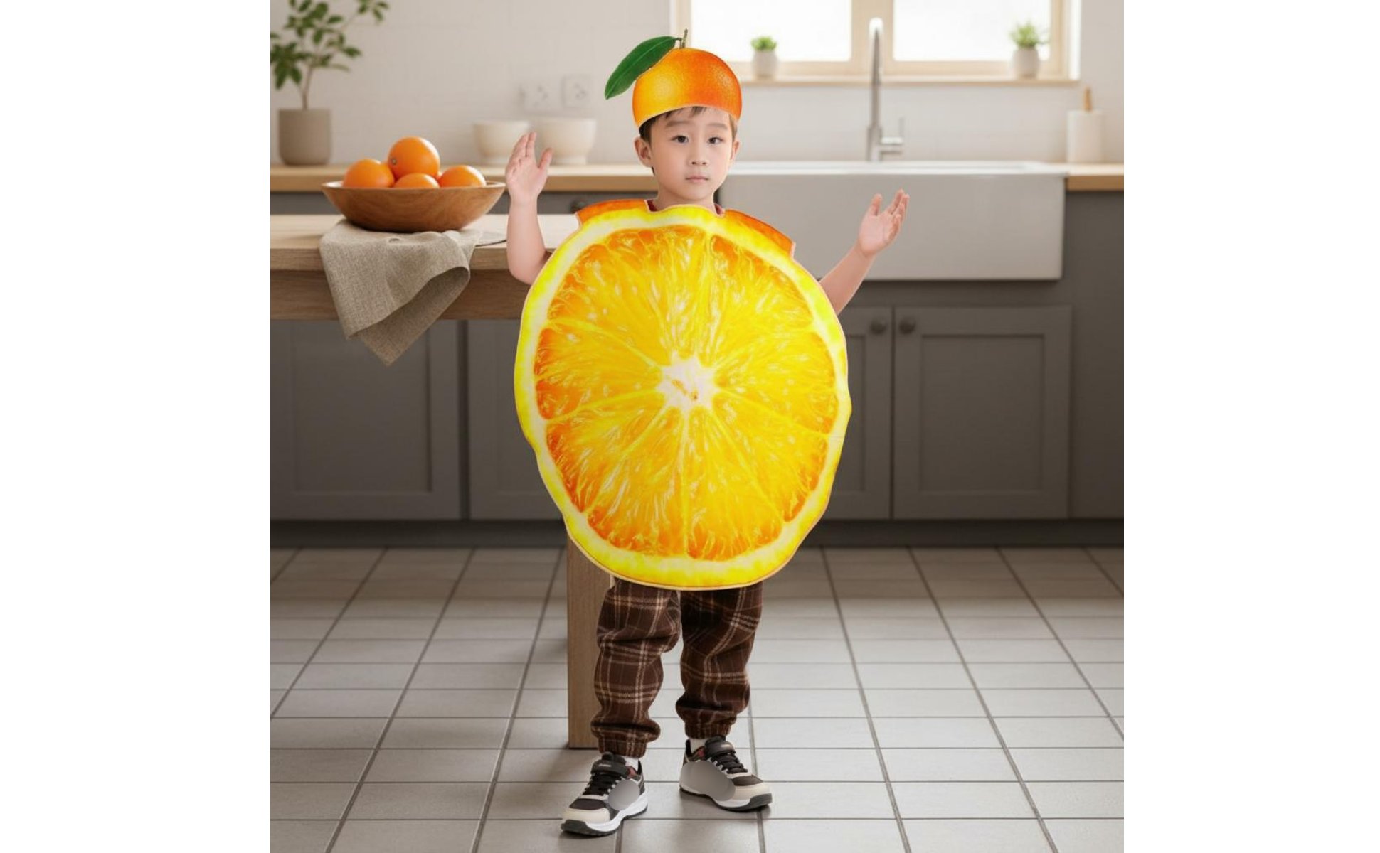 Orange Slice Costume Realistic Design Funny Orange Outfit 3D Effect for Adults
