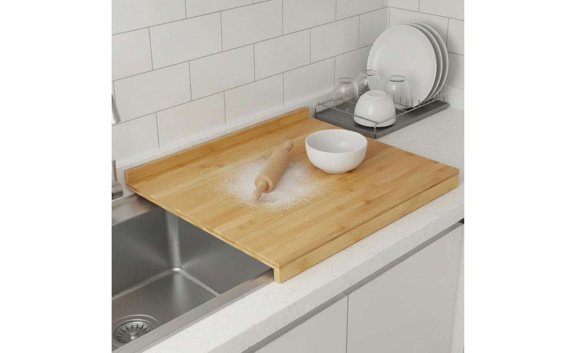 Over the Sink Board Multipurpose Countertop Kneading Board for Kitchen