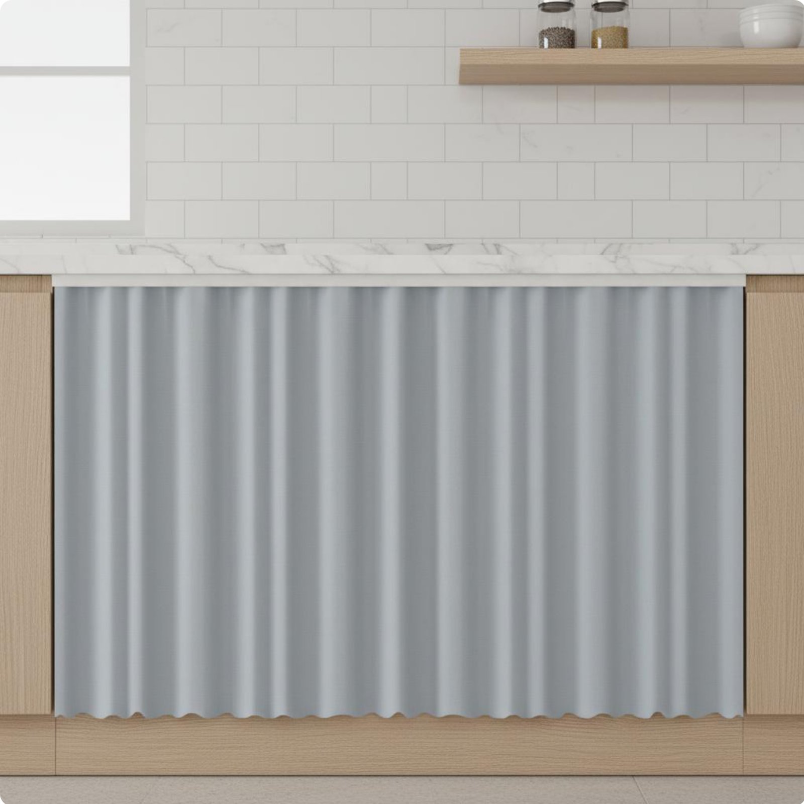 Hook and Loop Cabinet Curtain Hides Clutter Dust-Proof Shelf Cover