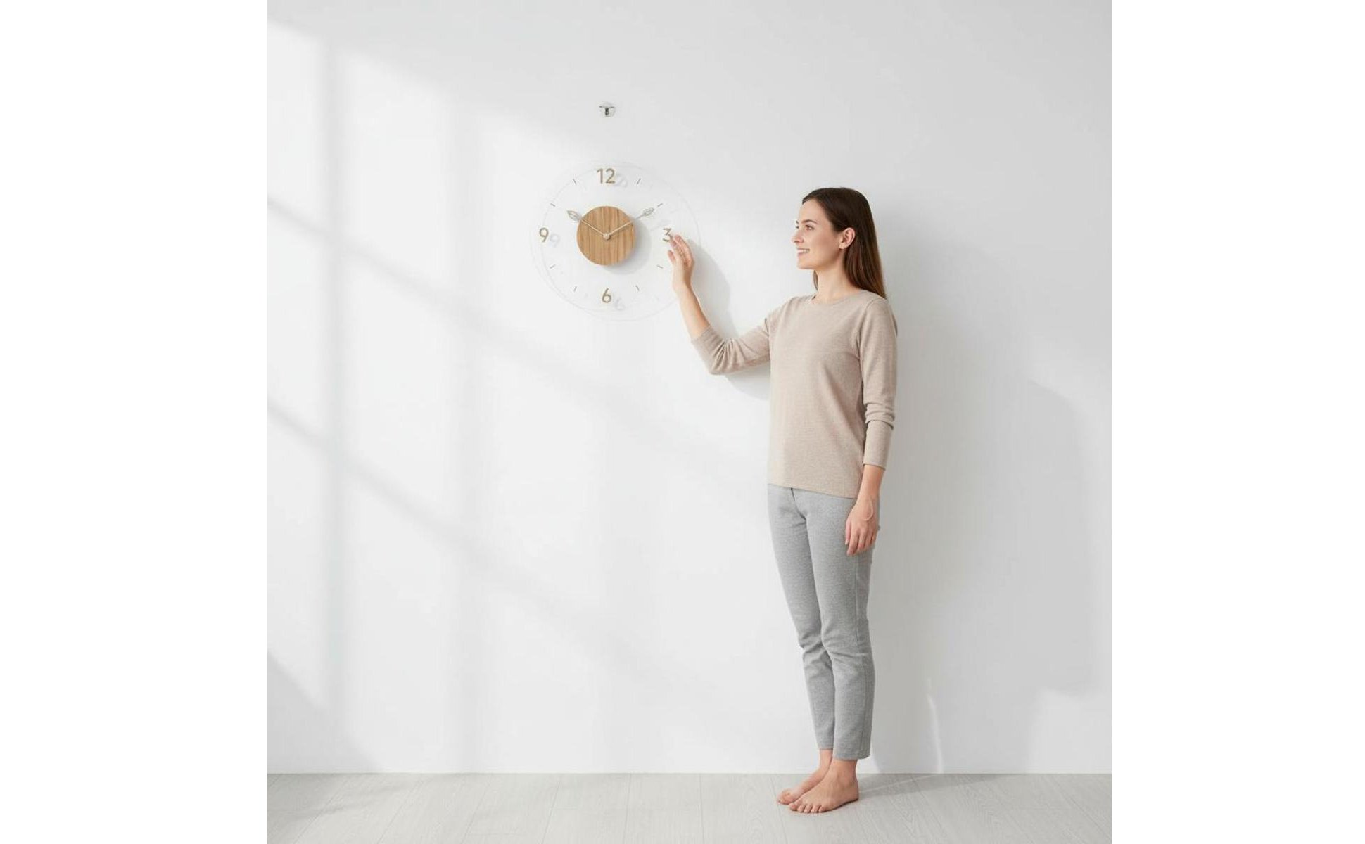 Floating Number Wall Clock Non-Ticking for Living Room, Bedroom