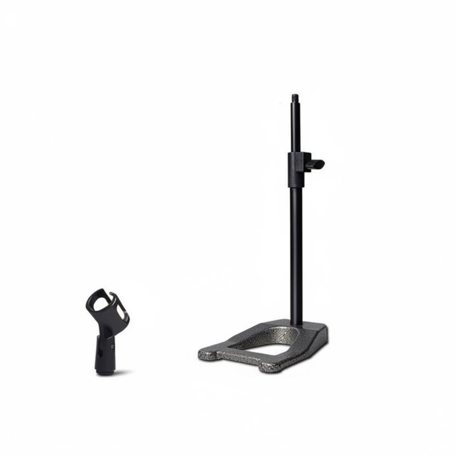 Triangular Mic Stand Strong Load-Bearing Capacity Desktop Mic Stand Hands Tabletop Microphones Mount for Podcasters, Broadcasting