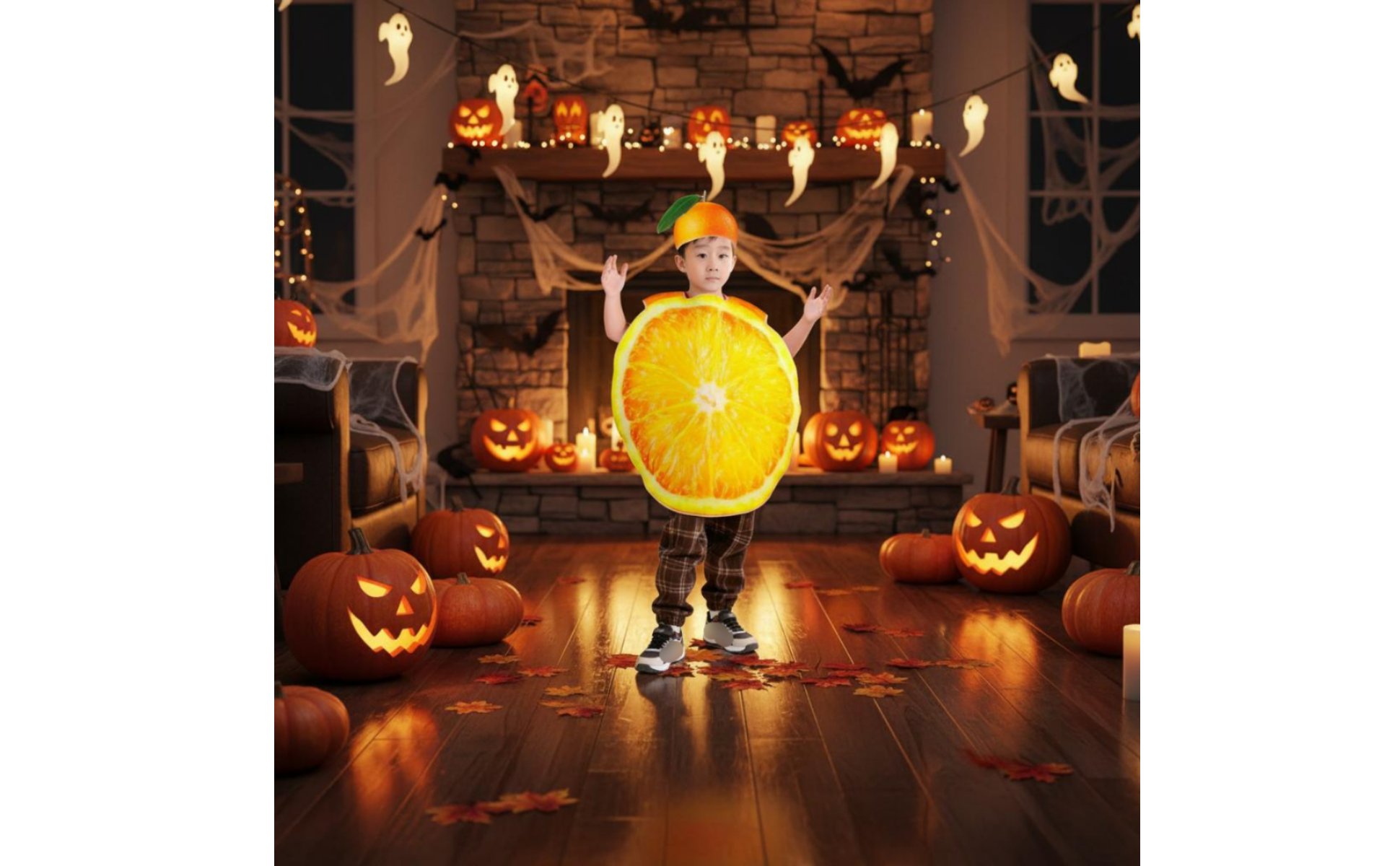 Orange Slice Costume Realistic Design Funny Orange Outfit 3D Effect for Adults